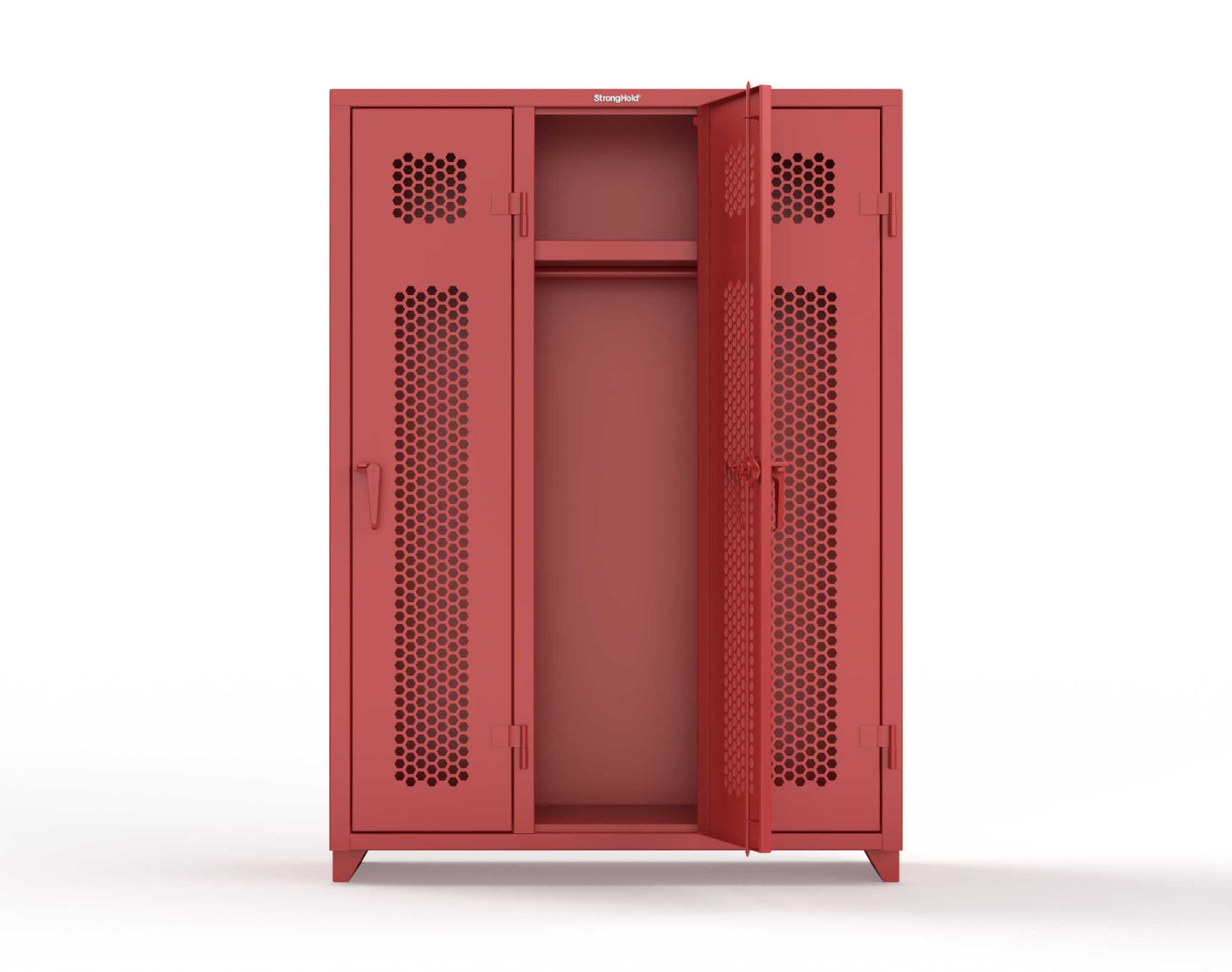 Extra Heavy Duty 14 GA Ventilated Single-Tier Locker with Shelf and Hanger Rod, 3 Compartments - 54 in. W x 18 in. D x 75 in. H - 4.66-3H-18-1T-L-3001