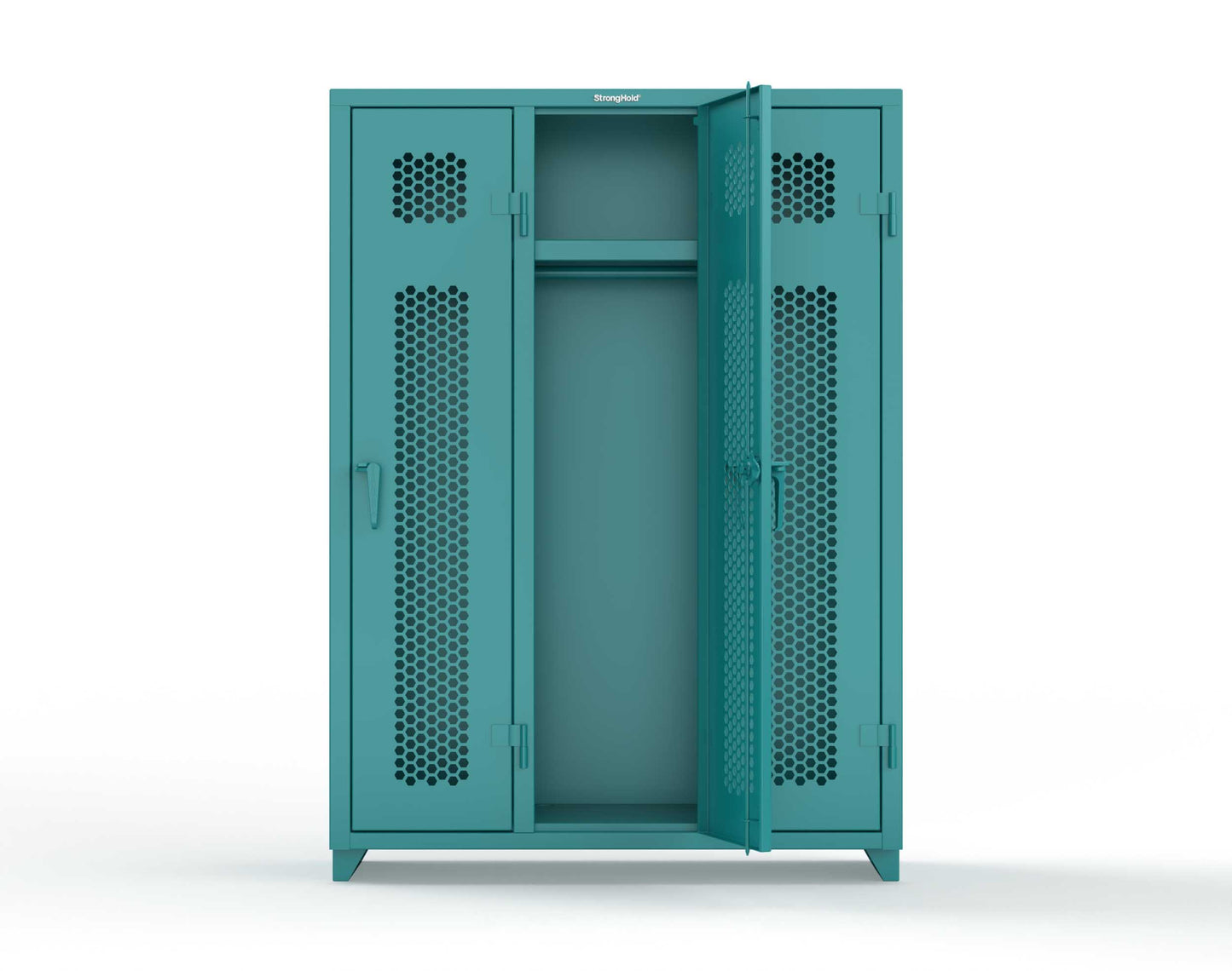 Extra Heavy Duty 14 GA Ventilated Single-Tier Locker with Shelf and Hanger Rod, 3 Compartments - 54 in. W x 18 in. D x 75 in. H - 4.66-3H-18-1T-L-5021
