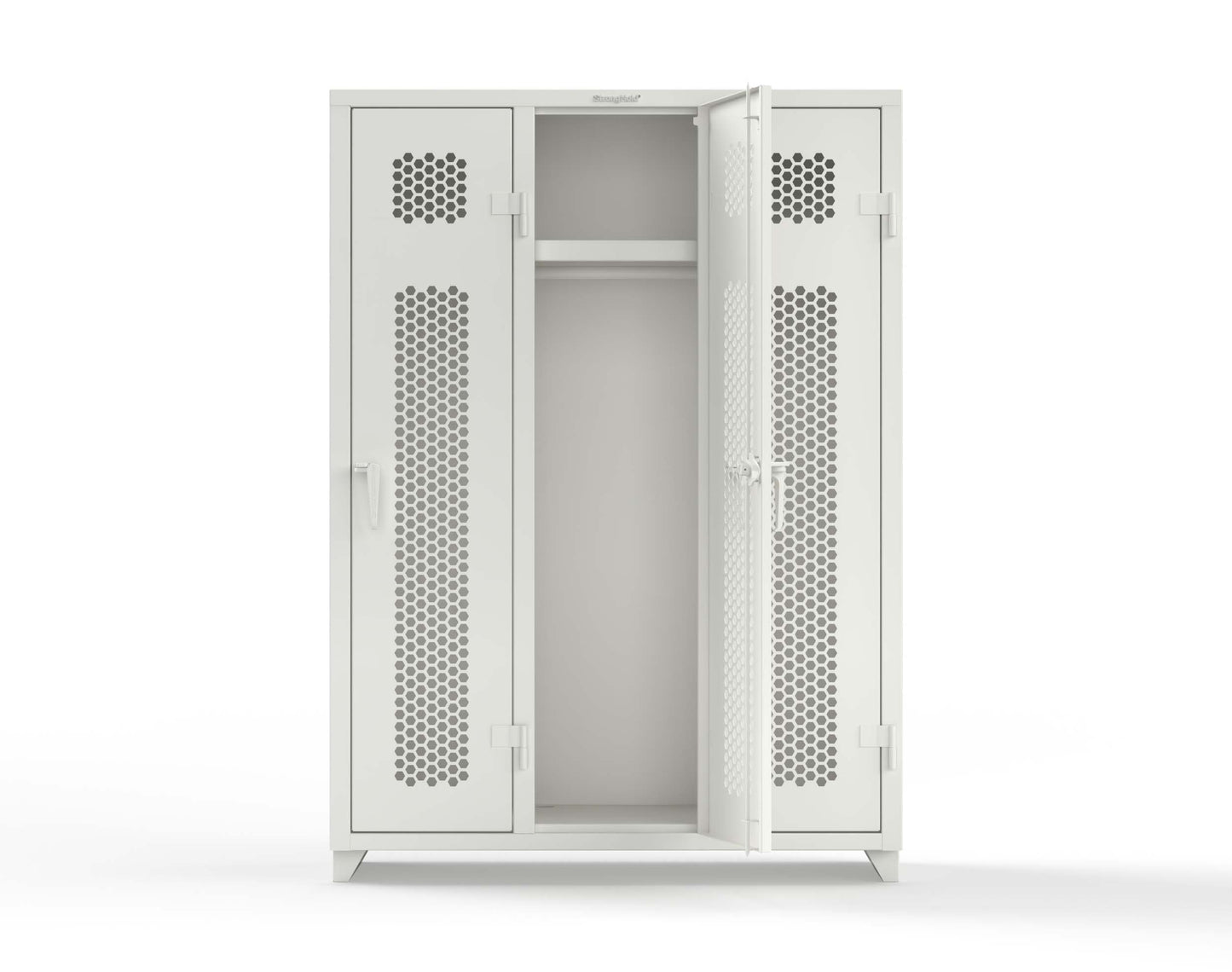Extra Heavy Duty 14 GA Ventilated Single-Tier Locker with Shelf and Hanger Rod, 3 Compartments - 54 in. W x 18 in. D x 75 in. H - 4.66-3H-18-1T-L-9003
