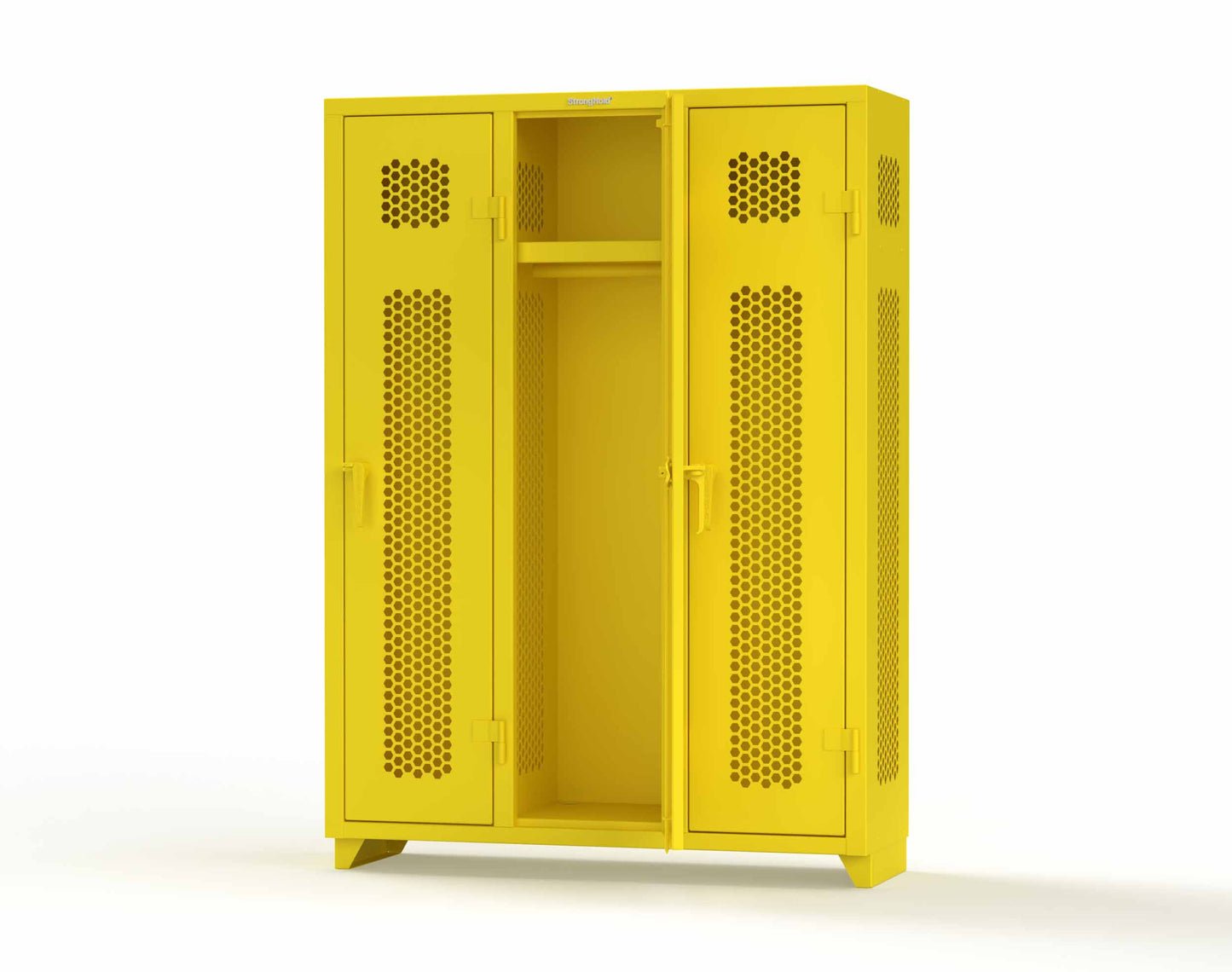 Extra Heavy Duty 14 GA Ventilated Single-Tier Locker with Shelf and Hanger Rod, 3 Compartments - 54 in. W x 18 in. D x 75 in. H - 4.66-3H-18-1T-L-1021