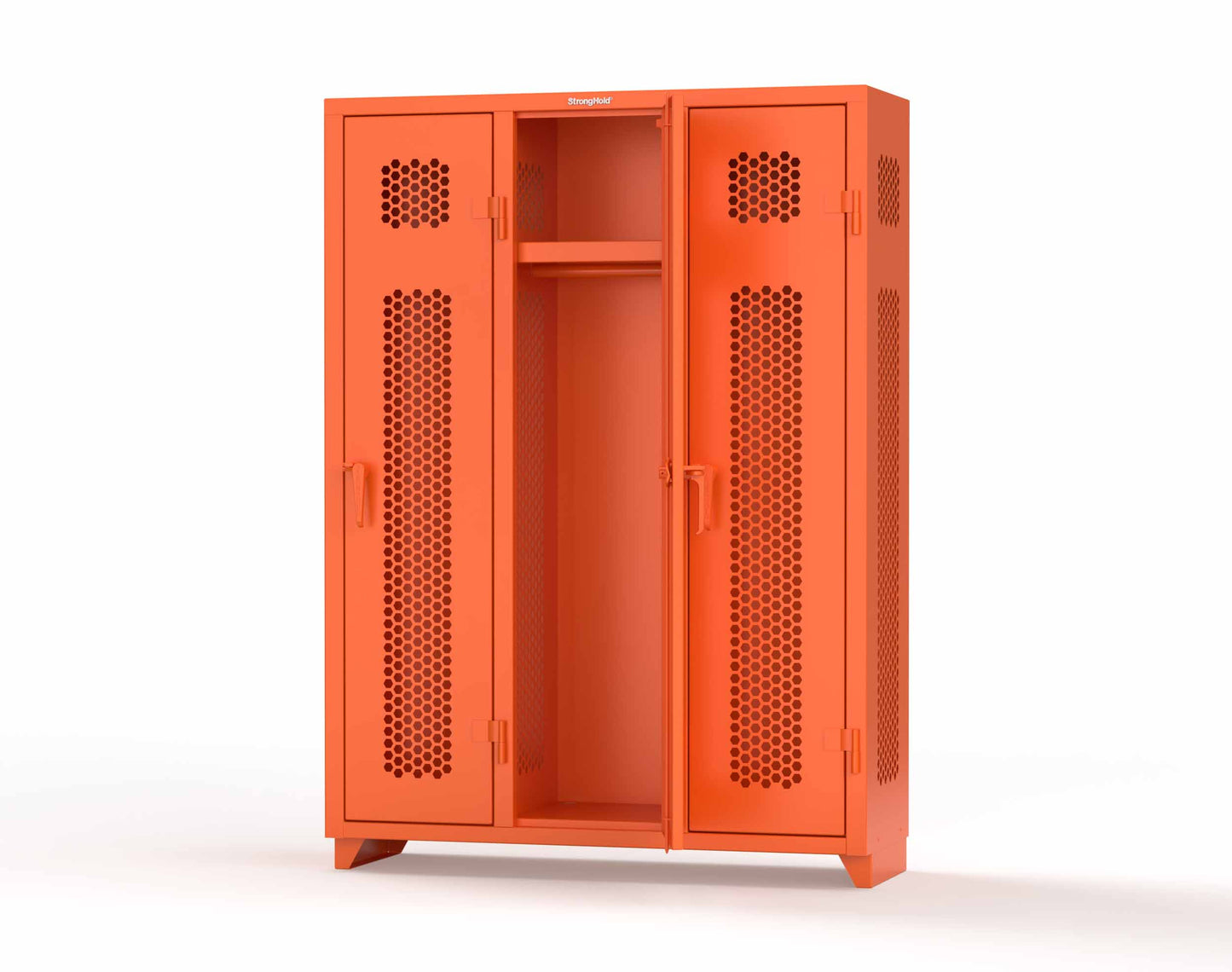 Extra Heavy Duty 14 GA Ventilated Single-Tier Locker with Shelf and Hanger Rod, 3 Compartments - 54 in. W x 18 in. D x 75 in. H - 4.66-3H-18-1T-L-2009