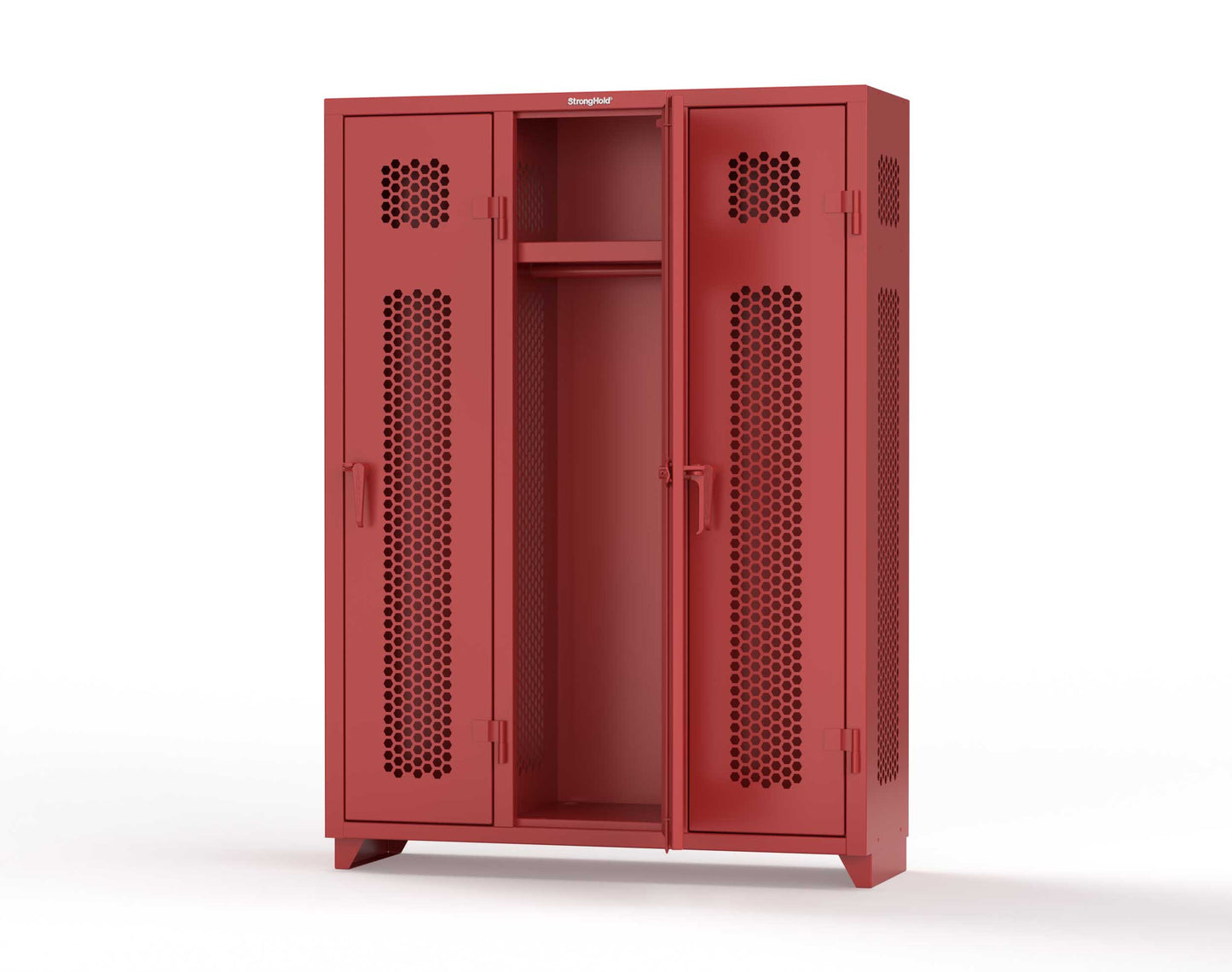 Extra Heavy Duty 14 GA Ventilated Single-Tier Locker with Shelf and Hanger Rod, 3 Compartments - 54 in. W x 18 in. D x 75 in. H - 4.66-3H-18-1T-L-3001