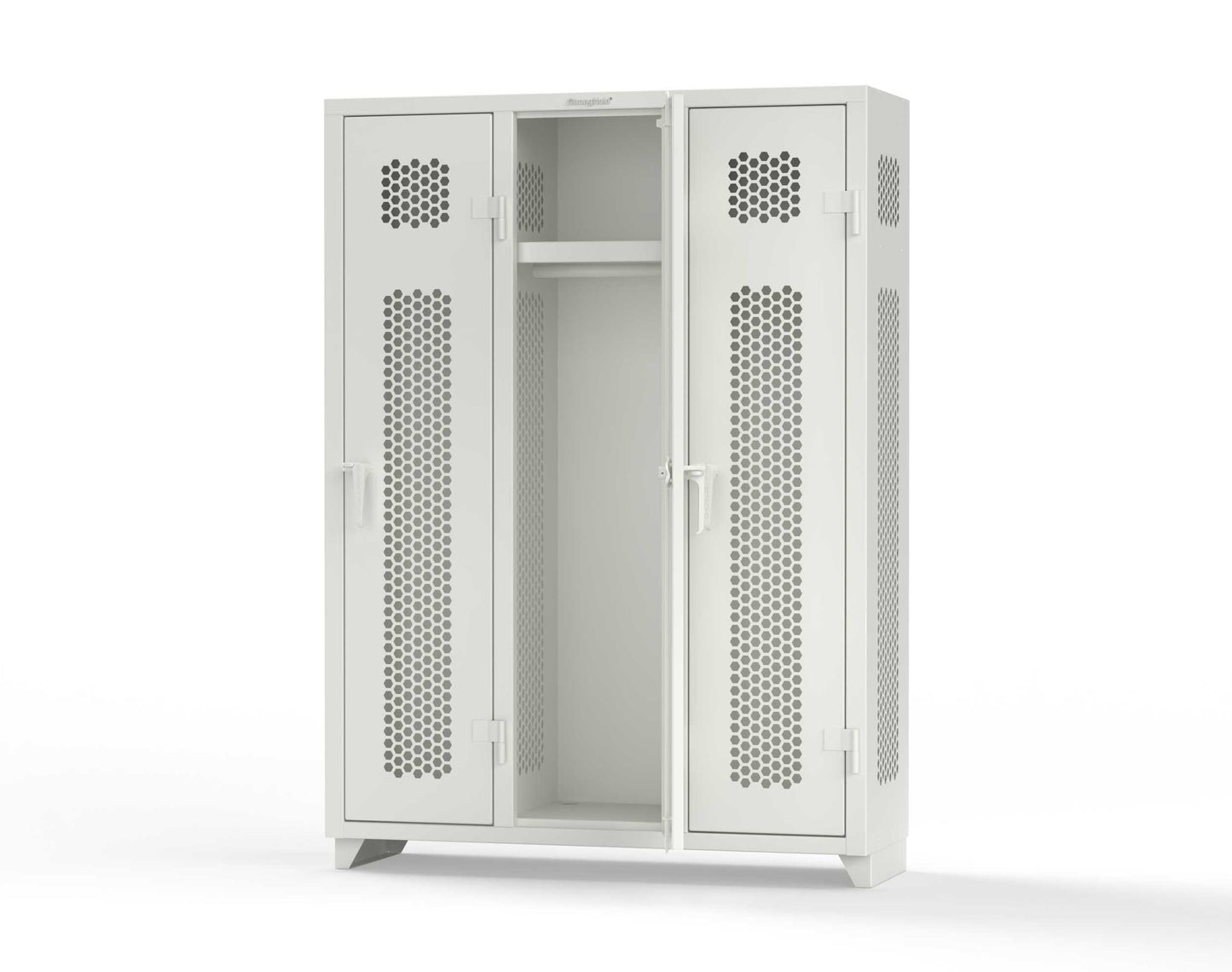 Extra Heavy Duty 14 GA Ventilated Single-Tier Locker with Shelf and Hanger Rod, 3 Compartments - 54 in. W x 18 in. D x 75 in. H - 4.66-3H-18-1T-L-9003