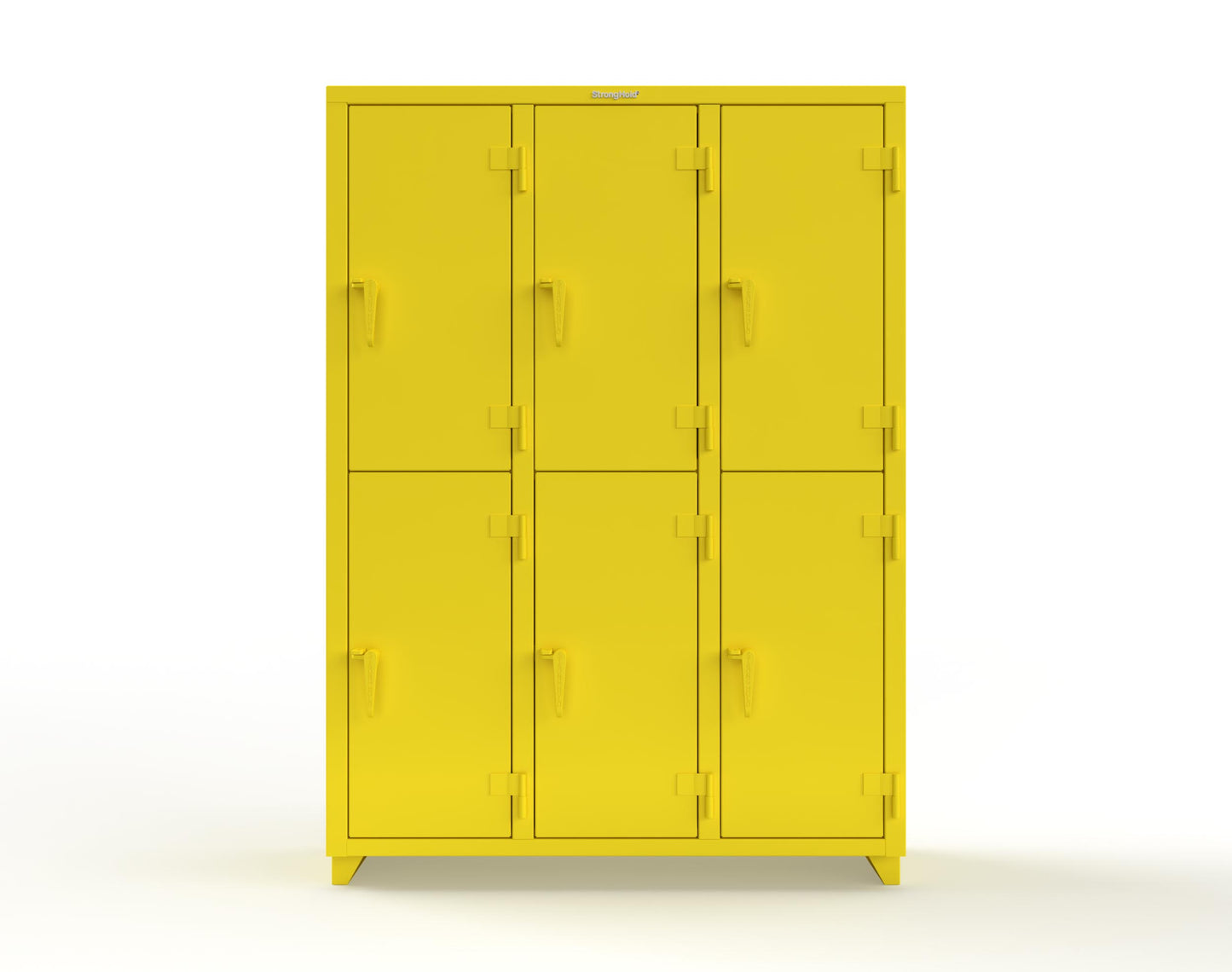 Extra Heavy Duty 14 GA Double-Tier Locker, 6 Compartments - 54 in. W x 18 in. D x 75 in. H - 4.66-6D-18-2T-L-1021