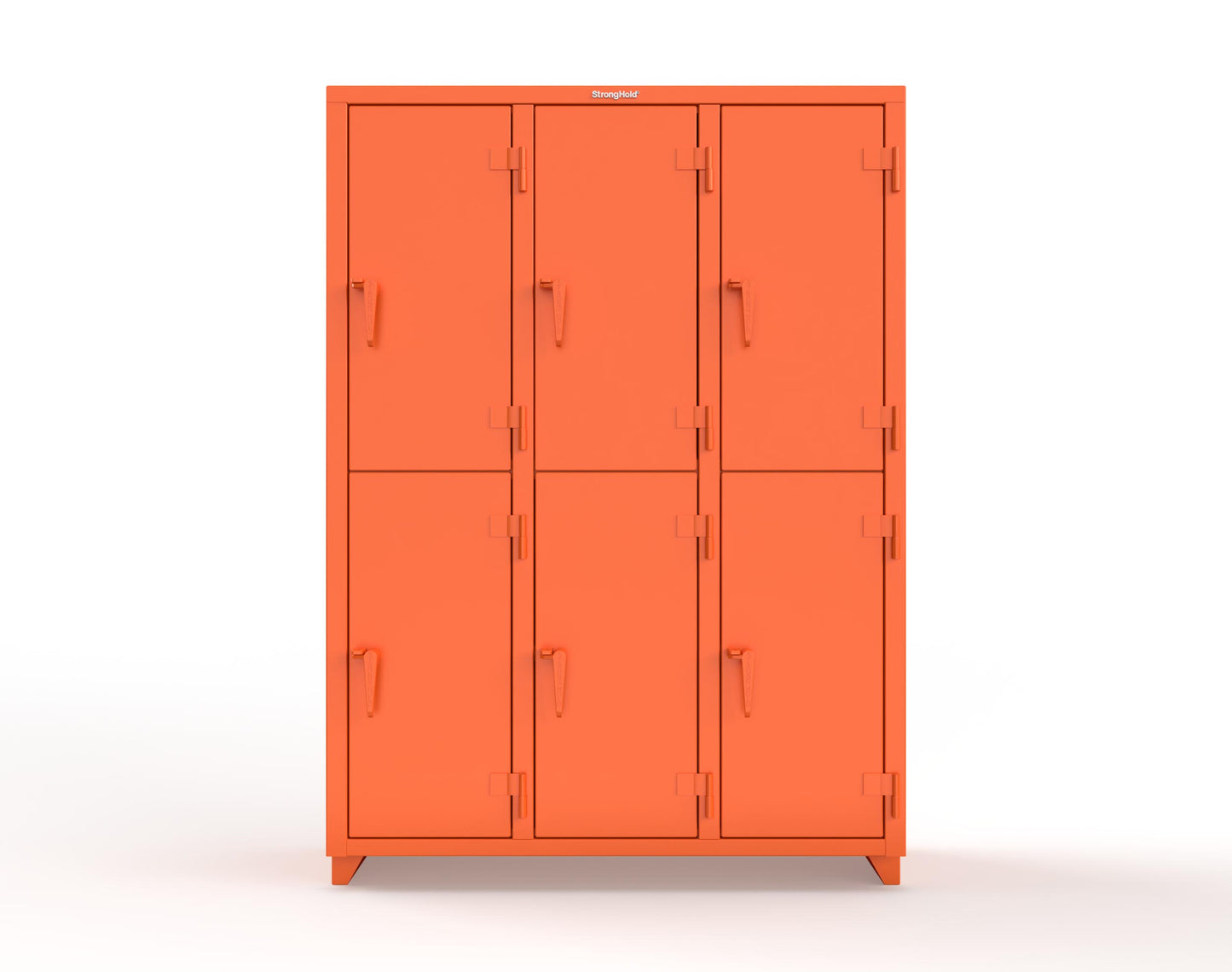 Extra Heavy Duty 14 GA Double-Tier Locker, 6 Compartments - 54 in. W x 18 in. D x 75 in. H - 4.66-6D-18-2T-L-2009