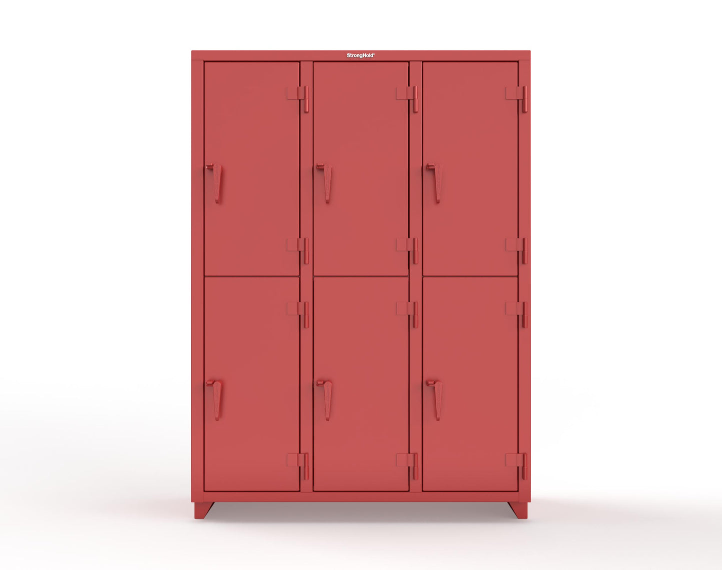 Extra Heavy Duty 14 GA Double-Tier Locker, 6 Compartments - 54 in. W x 18 in. D x 75 in. H - 4.66-6D-18-2T-L-3001