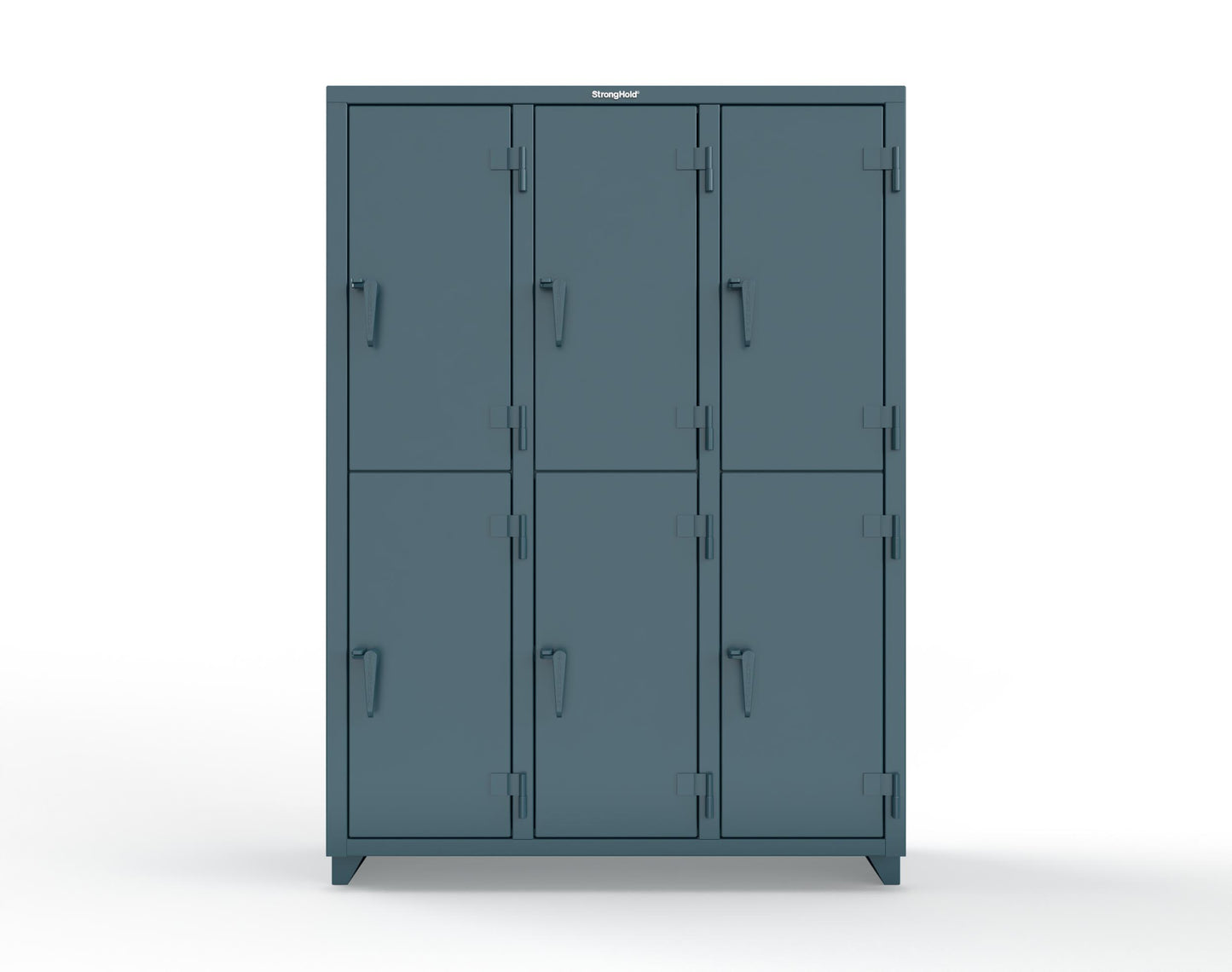 Extra Heavy Duty 14 GA Double-Tier Locker, 6 Compartments - 54 in. W x 18 in. D x 75 in. H - 4.66-6D-18-2T-L-5001