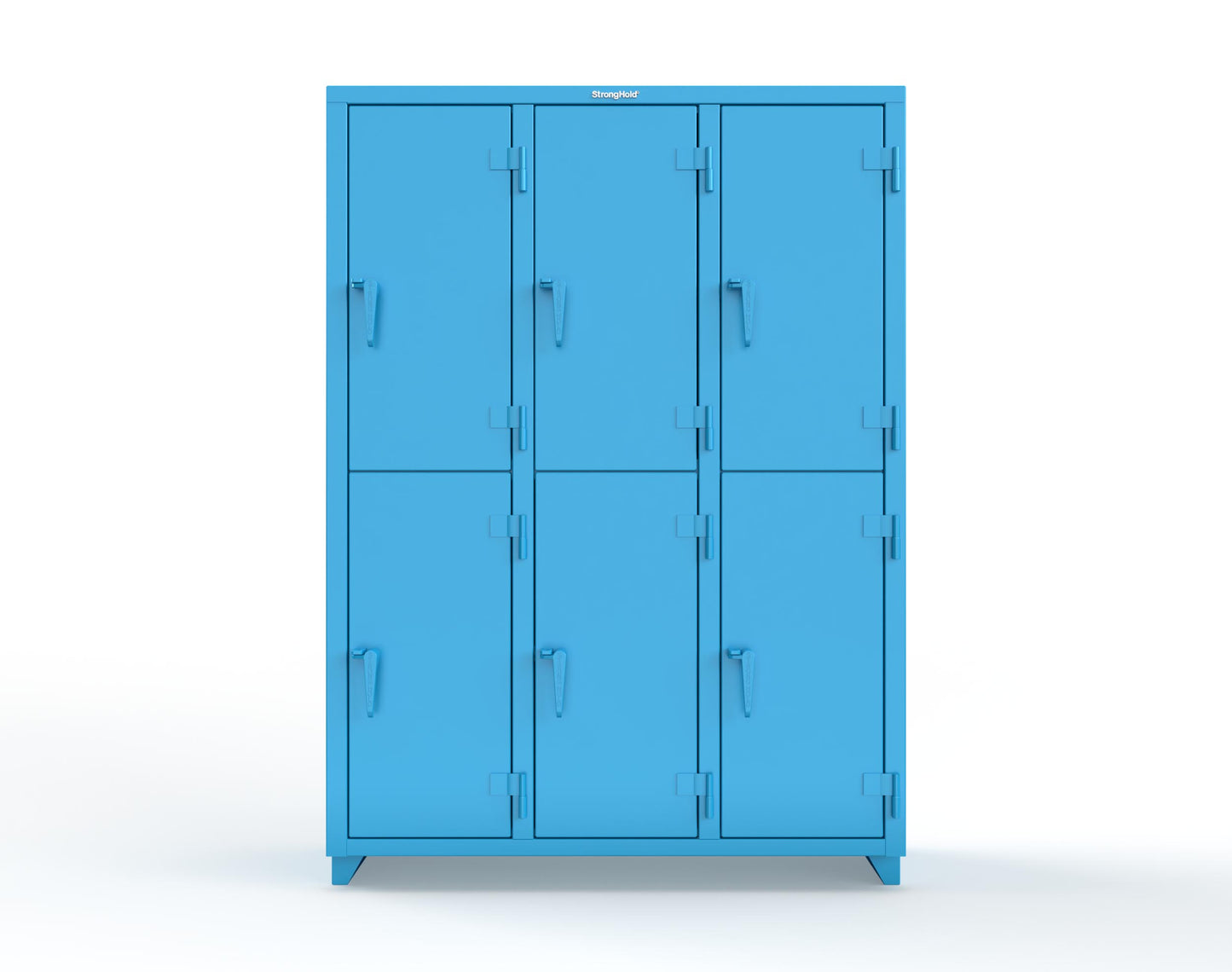 Extra Heavy Duty 14 GA Double-Tier Locker, 6 Compartments - 54 in. W x 18 in. D x 75 in. H - 4.66-6D-18-2T-L-5012