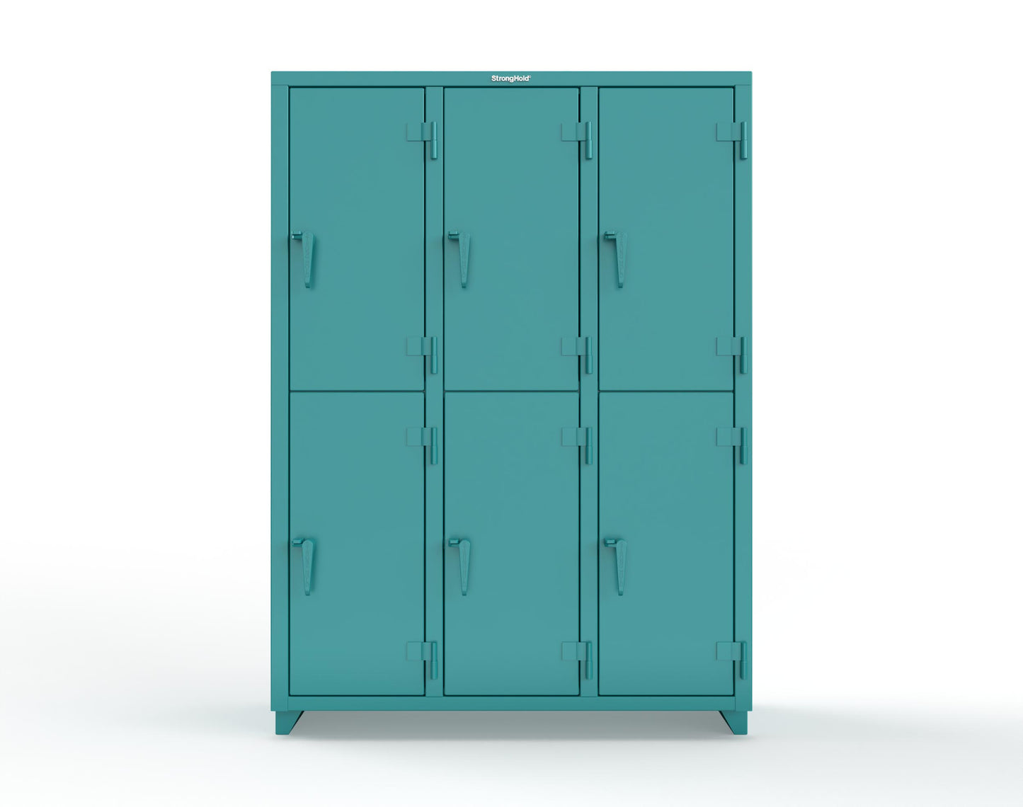 Extra Heavy Duty 14 GA Double-Tier Locker, 6 Compartments - 54 in. W x 18 in. D x 75 in. H - 4.66-6D-18-2T-L-5021