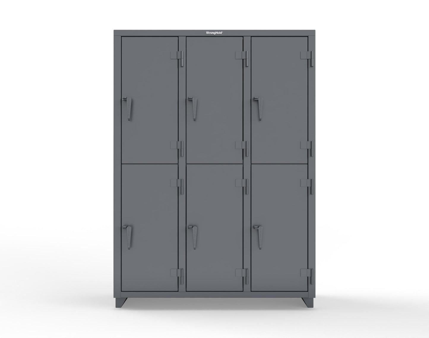 Extra Heavy Duty 14 GA Double-Tier Locker, 6 Compartments - 54 in. W x 18 in. D x 75 in. H - 4.66-6D-18-2T-L-7024
