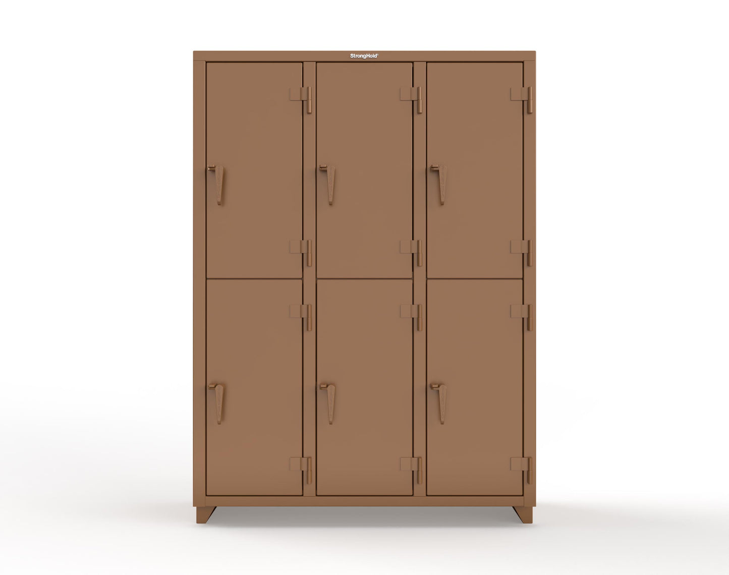 Extra Heavy Duty 14 GA Double-Tier Locker, 6 Compartments - 54 in. W x 18 in. D x 75 in. H - 4.66-6D-18-2T-L-8008
