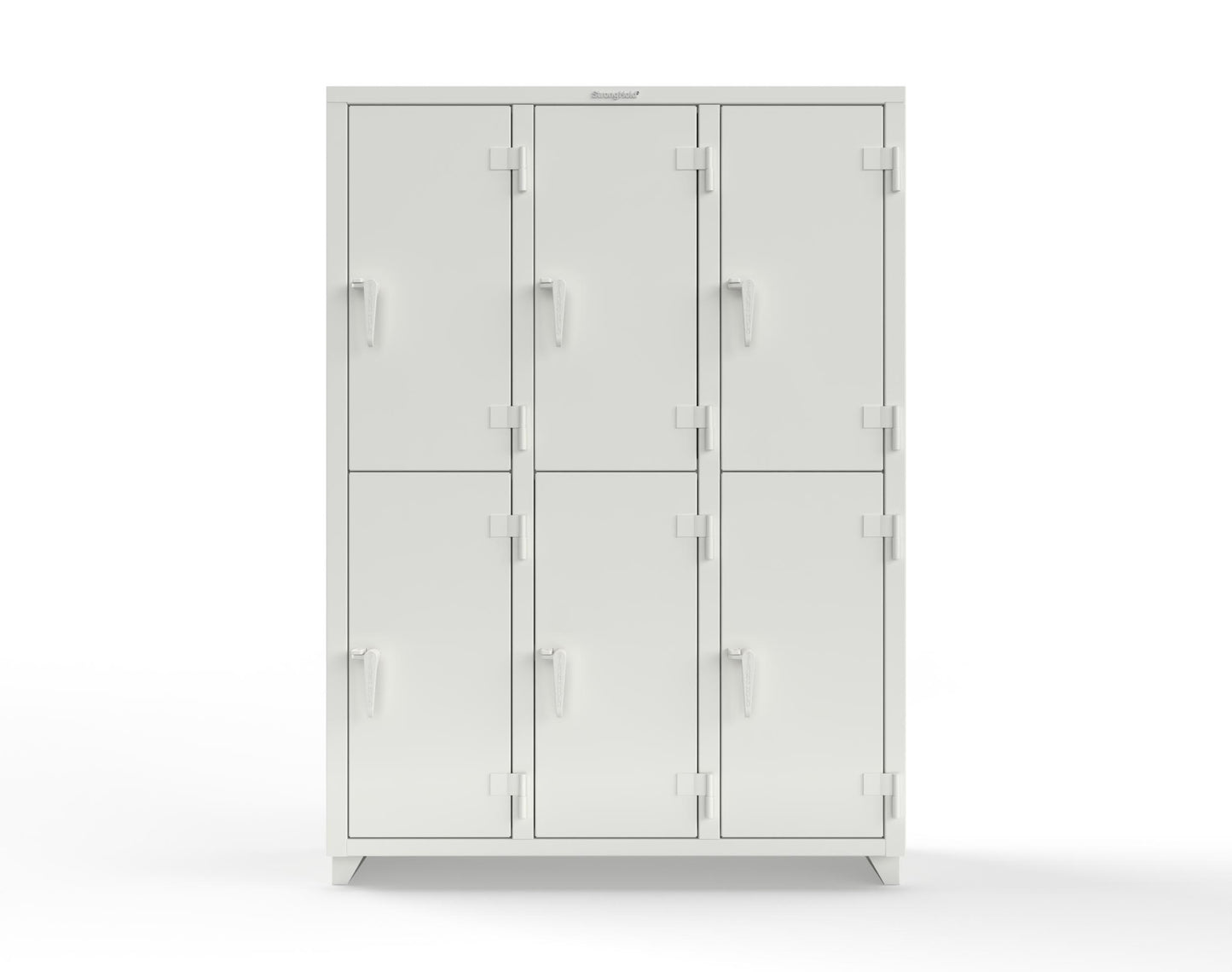 Extra Heavy Duty 14 GA Double-Tier Locker, 6 Compartments - 54 in. W x 18 in. D x 75 in. H - 4.66-6D-18-2T-L-9003