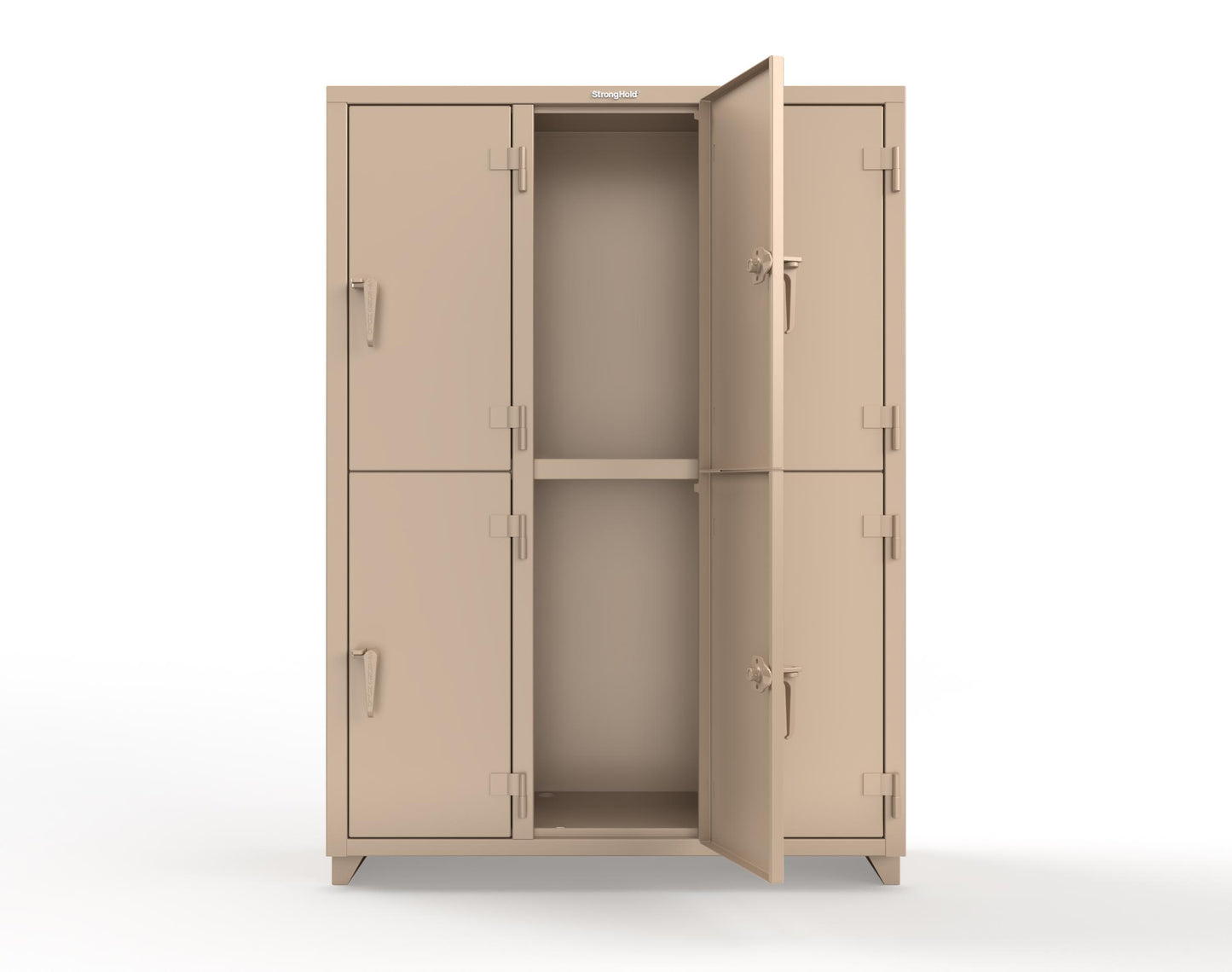 Extra Heavy Duty 14 GA Double-Tier Locker, 6 Compartments - 54 in. W x 18 in. D x 75 in. H - 4.66-6D-18-2T-L-1019