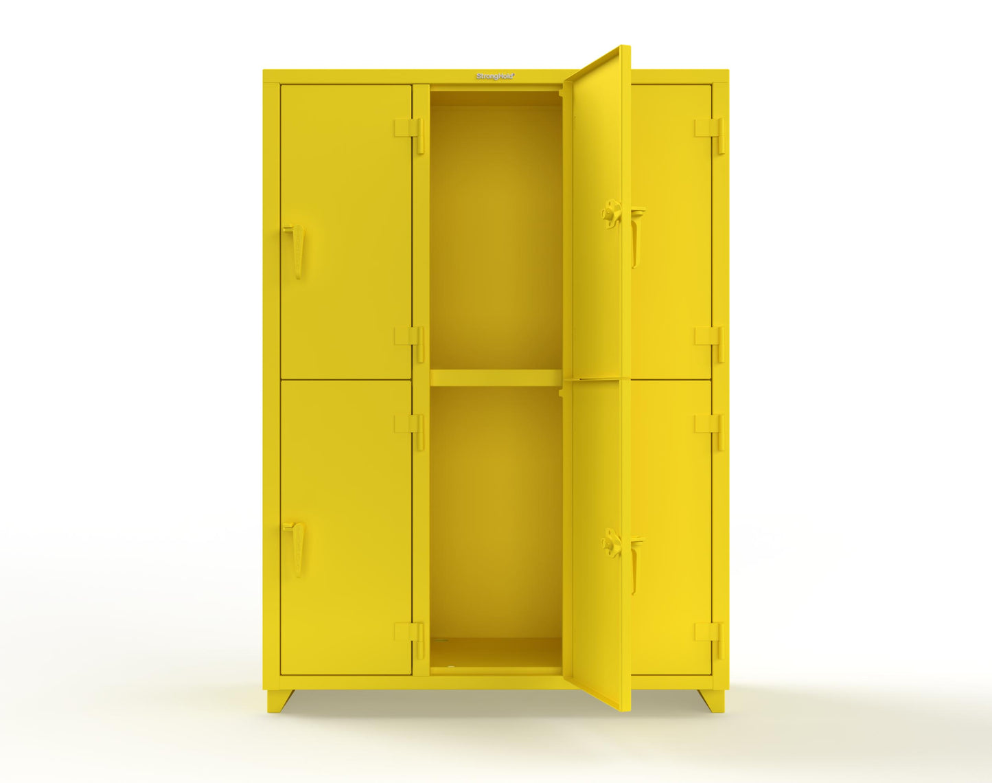 Extra Heavy Duty 14 GA Double-Tier Locker, 6 Compartments - 54 in. W x 18 in. D x 75 in. H - 4.66-6D-18-2T-L-1021