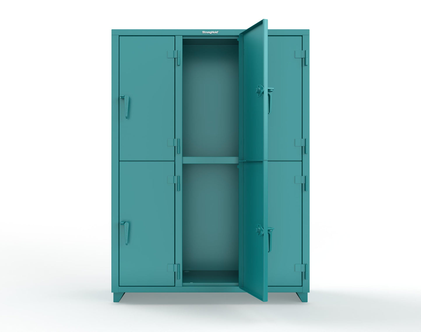 Extra Heavy Duty 14 GA Double-Tier Locker, 6 Compartments - 54 in. W x 18 in. D x 75 in. H - 4.66-6D-18-2T-L-5021