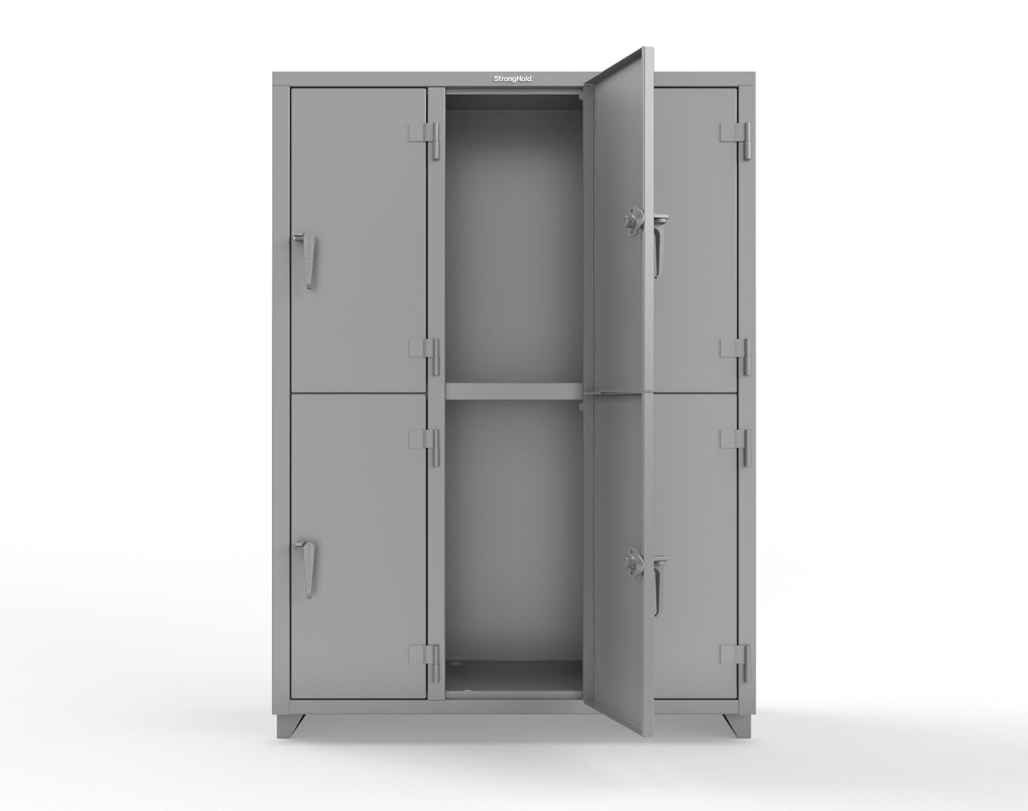 Extra Heavy Duty 14 GA Double-Tier Locker, 6 Compartments - 54 in. W x 18 in. D x 75 in. H - 4.66-6D-18-2T-L-7037