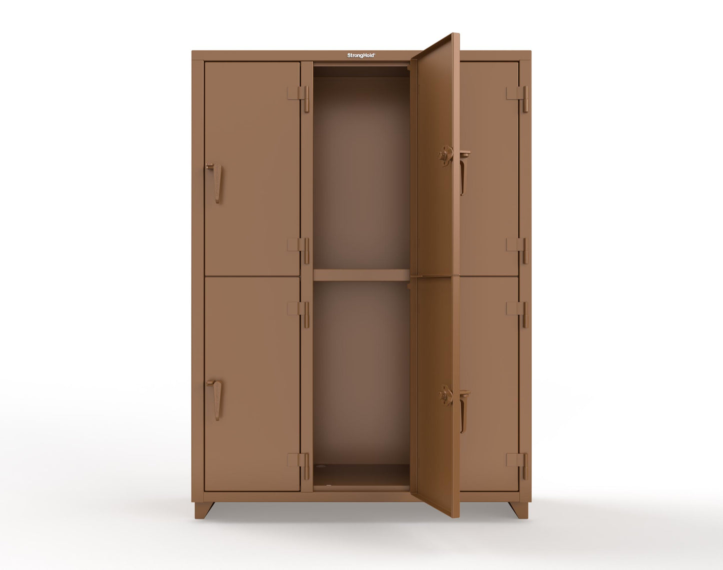 Extra Heavy Duty 14 GA Double-Tier Locker, 6 Compartments - 54 in. W x 18 in. D x 75 in. H - 4.66-6D-18-2T-L-8008