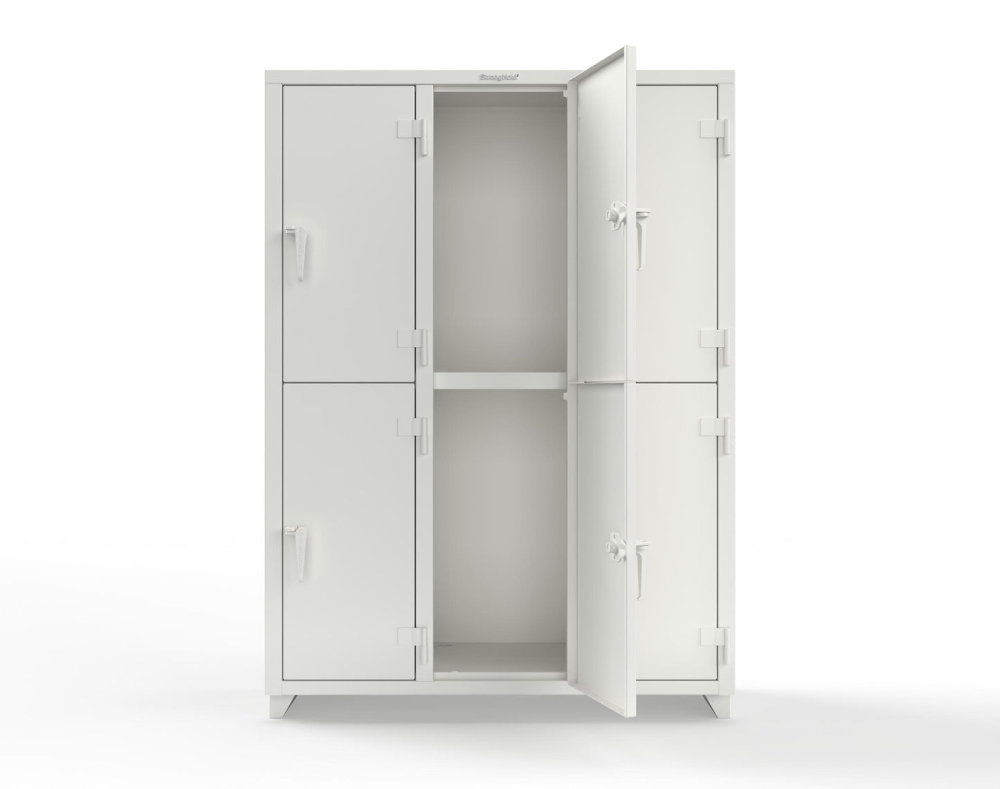 Extra Heavy Duty 14 GA Double-Tier Locker, 6 Compartments - 54 in. W x 18 in. D x 75 in. H - 4.66-6D-18-2T-L-9003