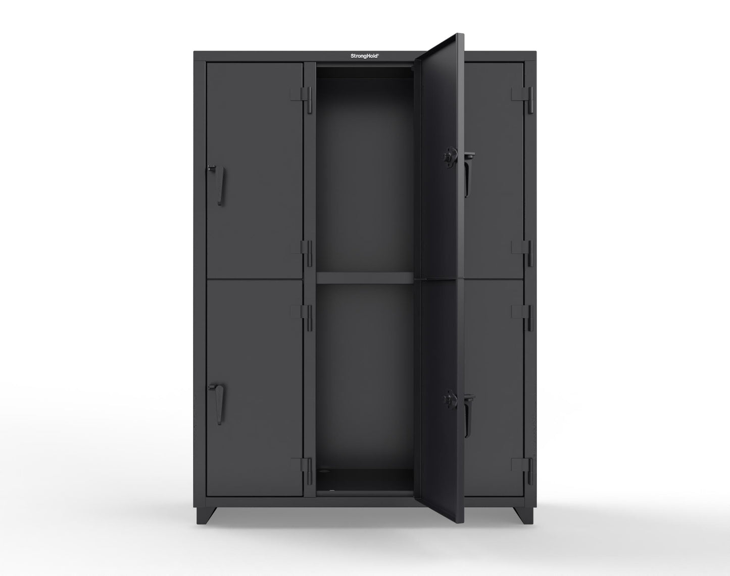 Extra Heavy Duty 14 GA Double-Tier Locker, 6 Compartments - 54 in. W x 18 in. D x 75 in. H - 4.66-6D-18-2T-L-9005