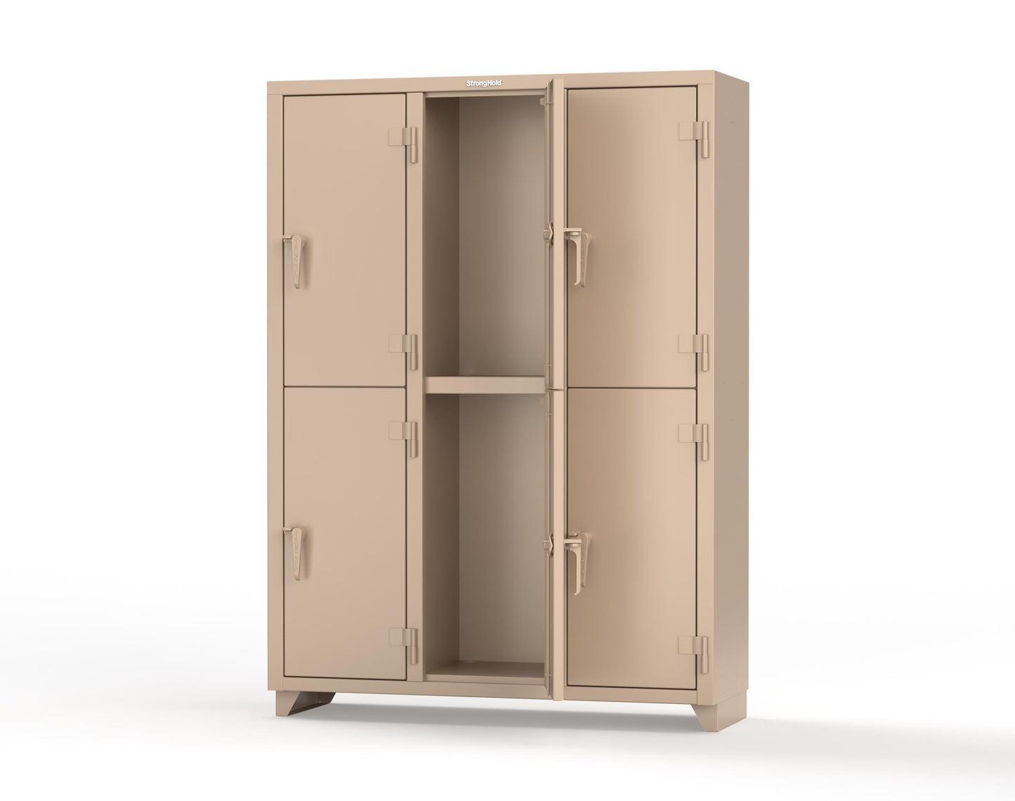 Extra Heavy Duty 14 GA Double-Tier Locker, 6 Compartments - 54 in. W x 18 in. D x 75 in. H - 4.66-6D-18-2T-L-1019