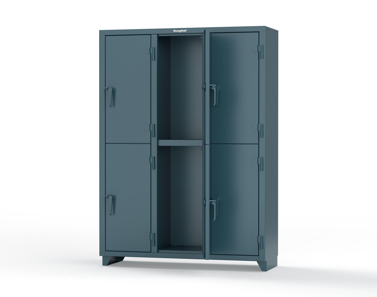 Extra Heavy Duty 14 GA Double-Tier Locker, 6 Compartments - 54 in. W x 18 in. D x 75 in. H - 4.66-6D-18-2T-L-5001