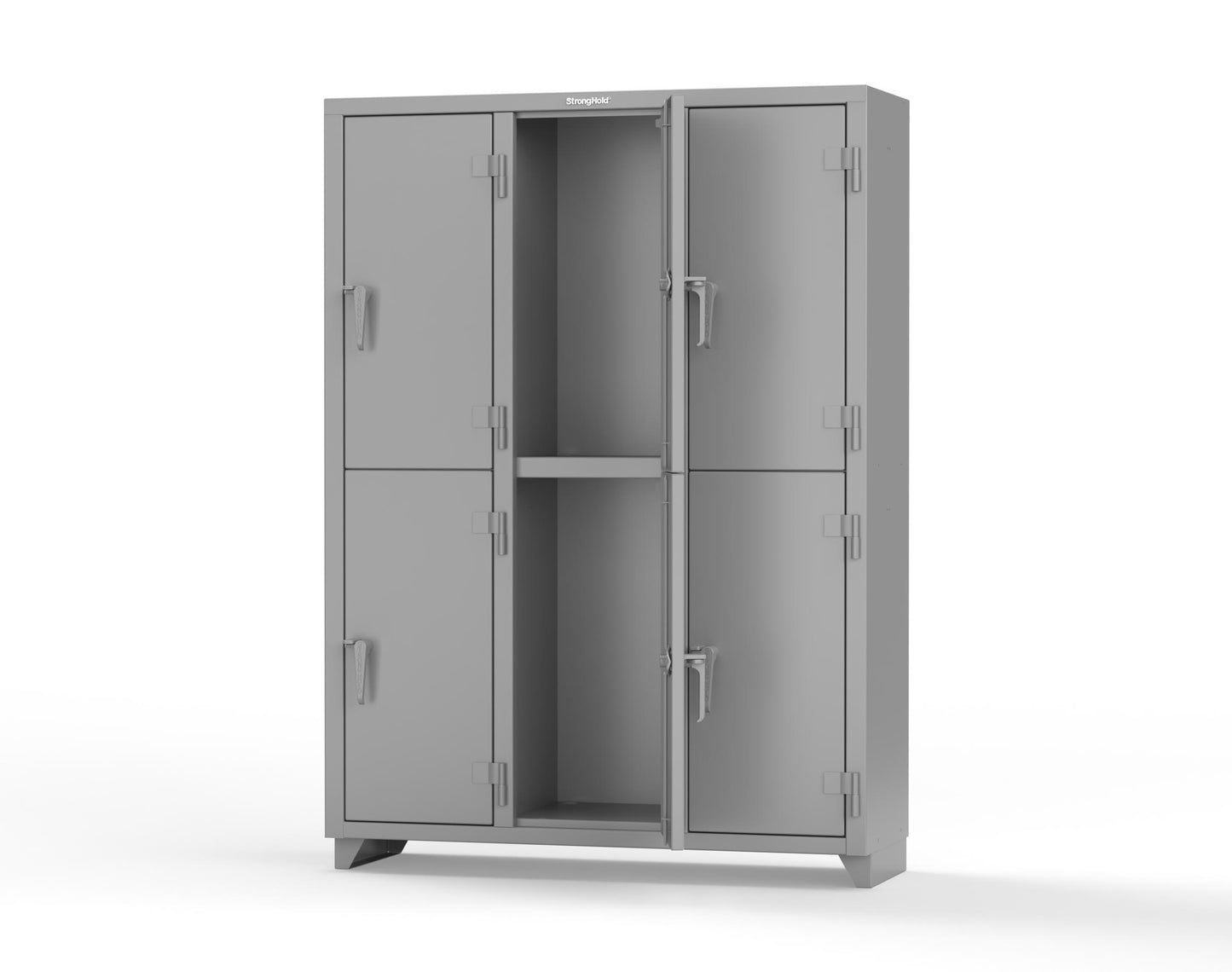 Extra Heavy Duty 14 GA Double-Tier Locker, 6 Compartments - 54 in. W x 18 in. D x 75 in. H - 4.66-6D-18-2T-L-7037