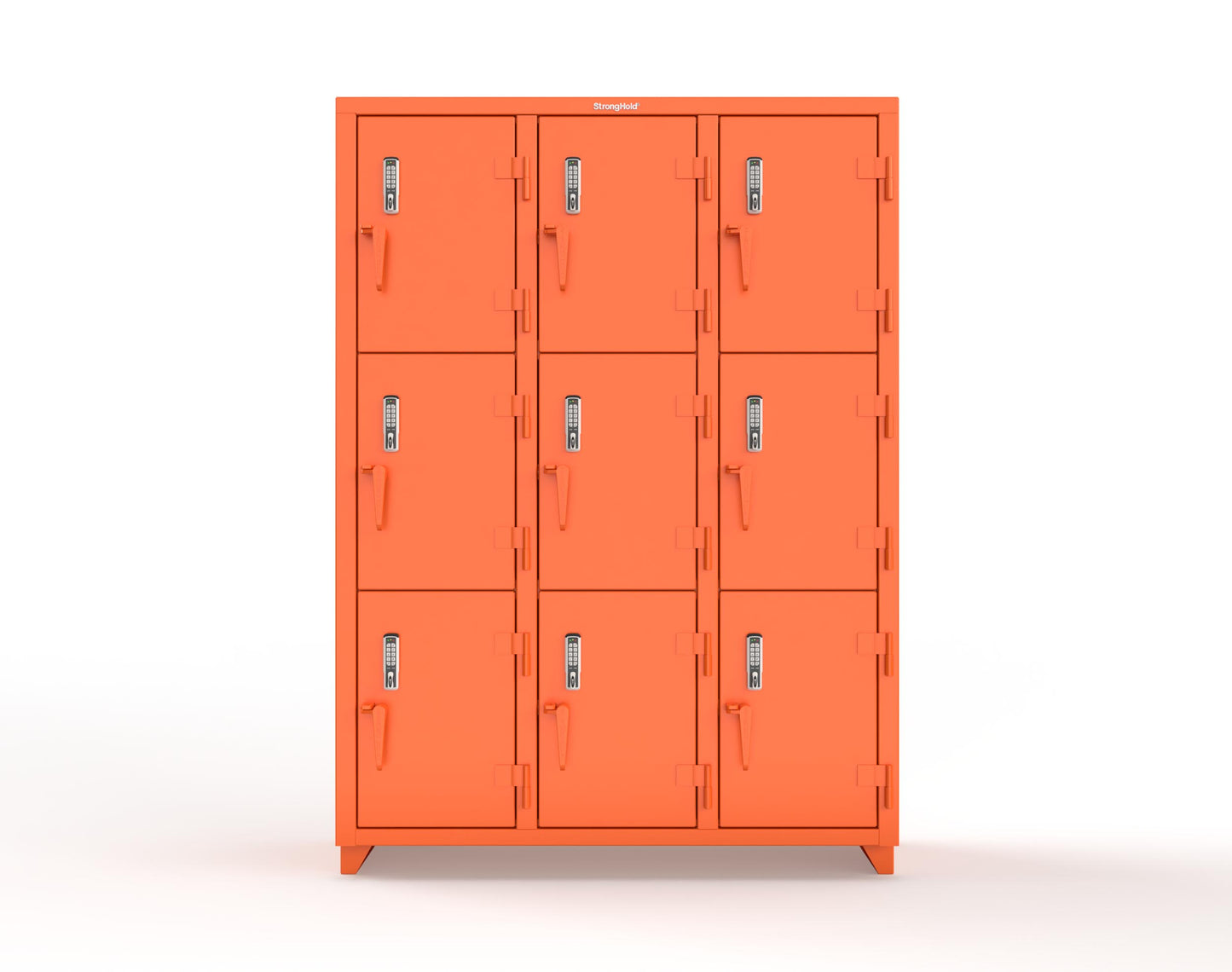 Extra Heavy Duty 14 GA Triple-Tier Locker with Keyless Entry Lock, 9 Compartments – 54 in. W x 18 in. D x 75 in. H - 4.66-9D-18-3T-EK-L-2009