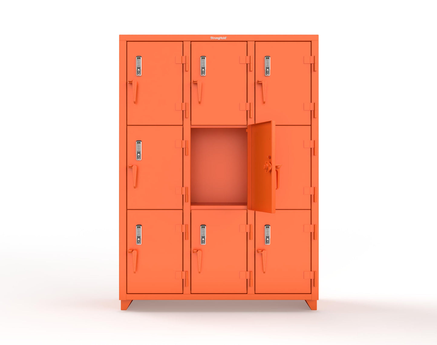 Extra Heavy Duty 14 GA Triple-Tier Locker with Keyless Entry Lock, 9 Compartments – 54 in. W x 18 in. D x 75 in. H - 4.66-9D-18-3T-EK-L-2009