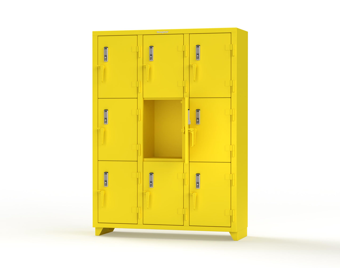 Extra Heavy Duty 14 GA Triple-Tier Locker with Keyless Entry Lock, 9 Compartments – 54 in. W x 18 in. D x 75 in. H - 4.66-9D-18-3T-EK-L-1021