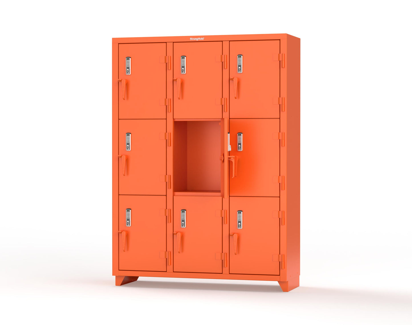 Extra Heavy Duty 14 GA Triple-Tier Locker with Keyless Entry Lock, 9 Compartments – 54 in. W x 18 in. D x 75 in. H - 4.66-9D-18-3T-EK-L-2009