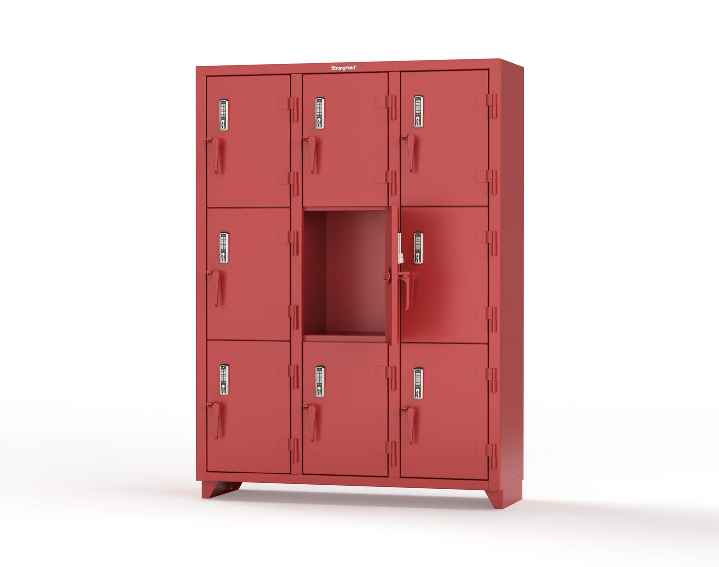 Extra Heavy Duty 14 GA Triple-Tier Locker with Keyless Entry Lock, 9 Compartments – 54 in. W x 18 in. D x 75 in. H - 4.66-9D-18-3T-EK-L-3001