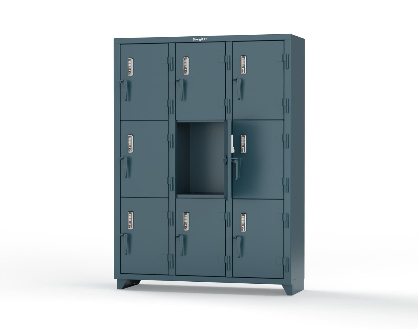 Extra Heavy Duty 14 GA Triple-Tier Locker with Keyless Entry Lock, 9 Compartments – 54 in. W x 18 in. D x 75 in. H - 4.66-9D-18-3T-EK-L-5001