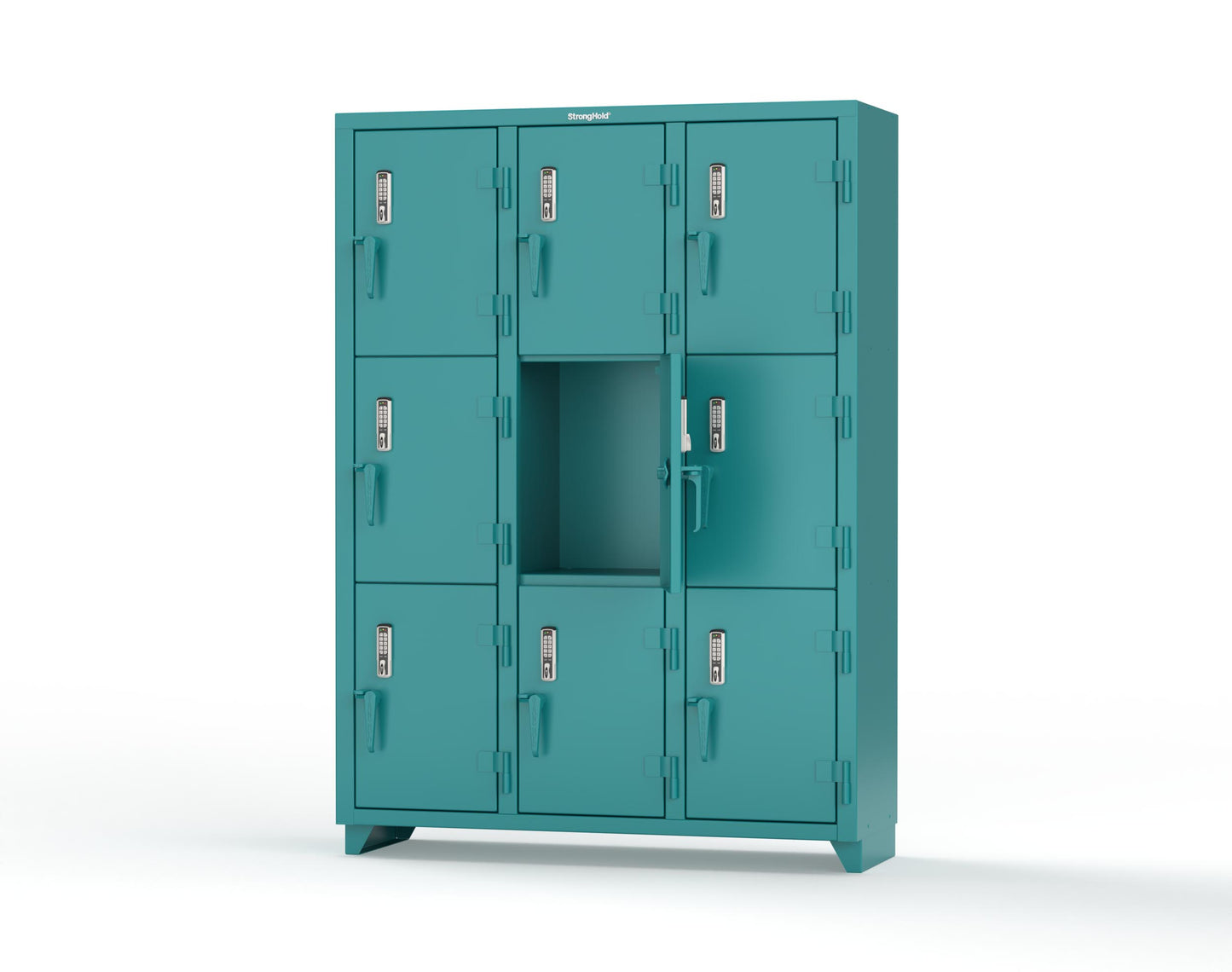 Extra Heavy Duty 14 GA Triple-Tier Locker with Keyless Entry Lock, 9 Compartments – 54 in. W x 18 in. D x 75 in. H - 4.66-9D-18-3T-EK-L-5021