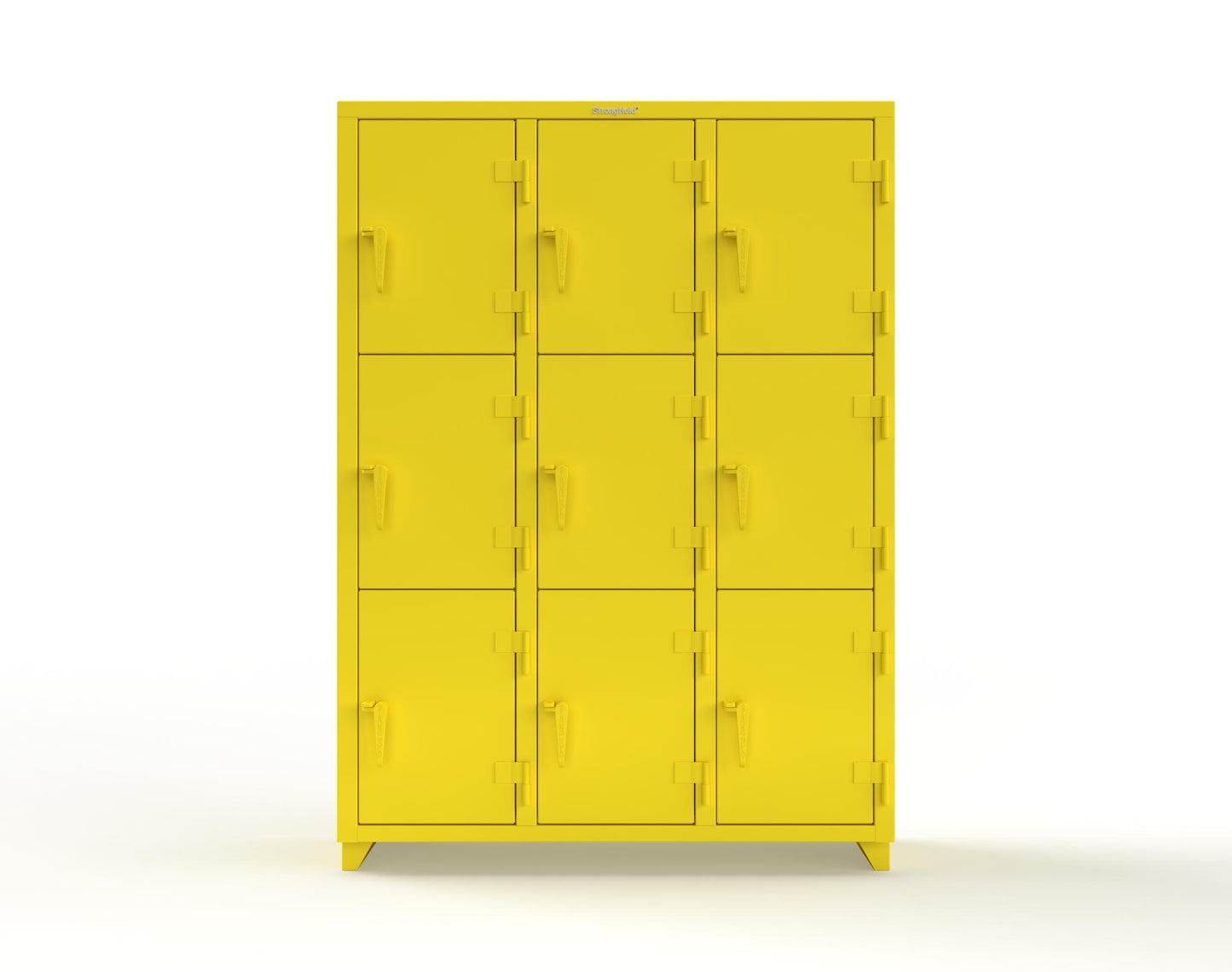 Extra Heavy Duty 14 GA Triple-Tier Locker, 9 Compartments - 54 in. W x 18 in. D x 75 in. H - 4.66-9D-18-3T-L-1021