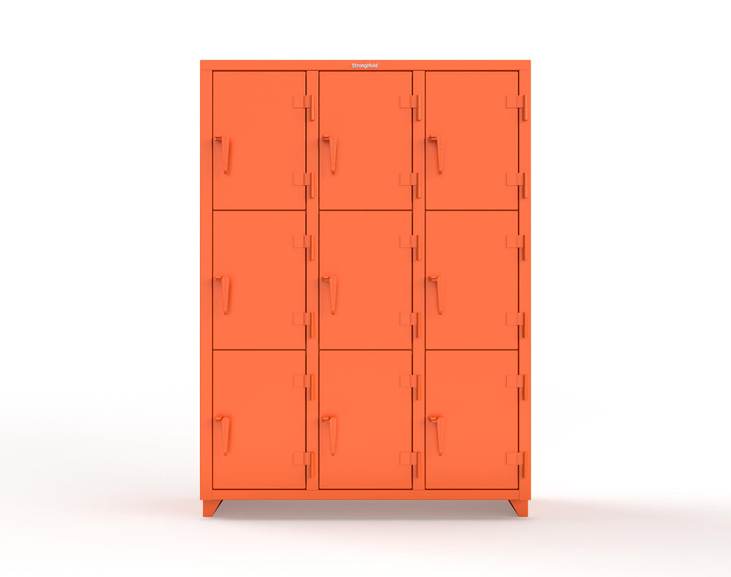 Extra Heavy Duty 14 GA Triple-Tier Locker, 9 Compartments - 54 in. W x 18 in. D x 75 in. H - 4.66-9D-18-3T-L-2009