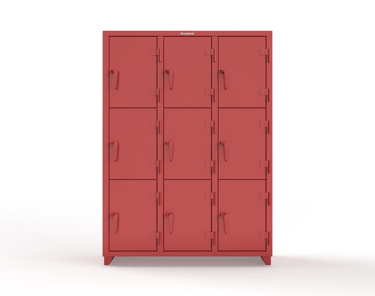 Extra Heavy Duty 14 GA Triple-Tier Locker, 9 Compartments - 54 in. W x 18 in. D x 75 in. H - 4.66-9D-18-3T-L-3001