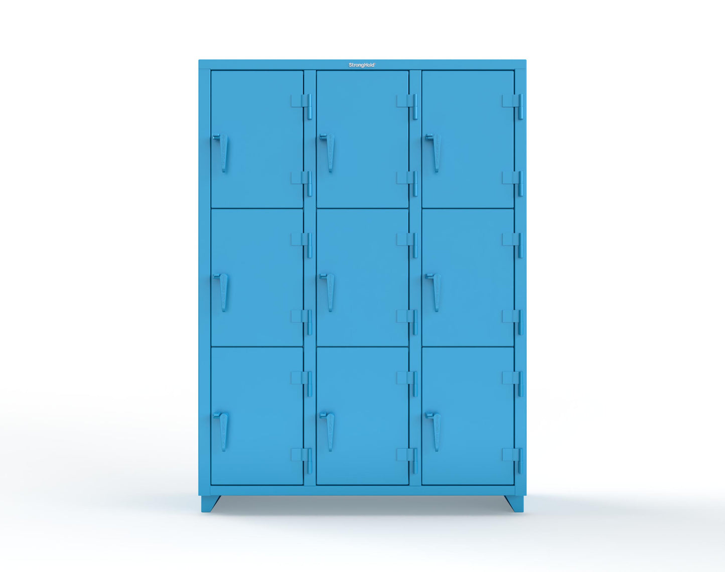 Extra Heavy Duty 14 GA Triple-Tier Locker, 9 Compartments - 54 in. W x 18 in. D x 75 in. H - 4.66-9D-18-3T-L-5012