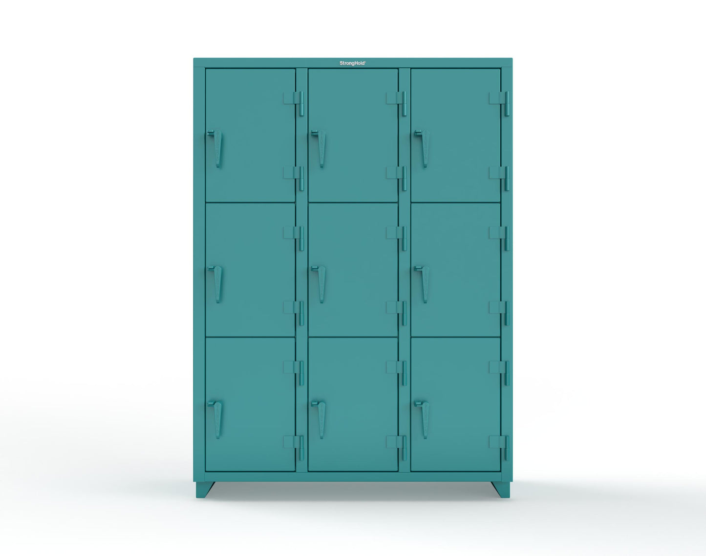Extra Heavy Duty 14 GA Triple-Tier Locker, 9 Compartments - 54 in. W x 18 in. D x 75 in. H - 4.66-9D-18-3T-L-5021