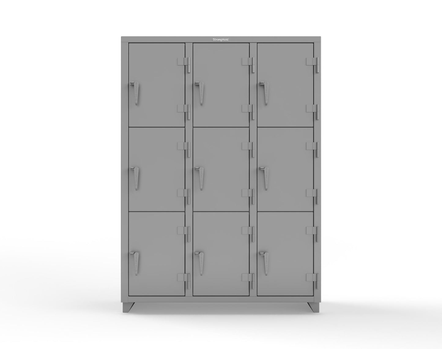 Extra Heavy Duty 14 GA Triple-Tier Locker, 9 Compartments - 54 in. W x 18 in. D x 75 in. H - 4.66-9D-18-3T-L-7037