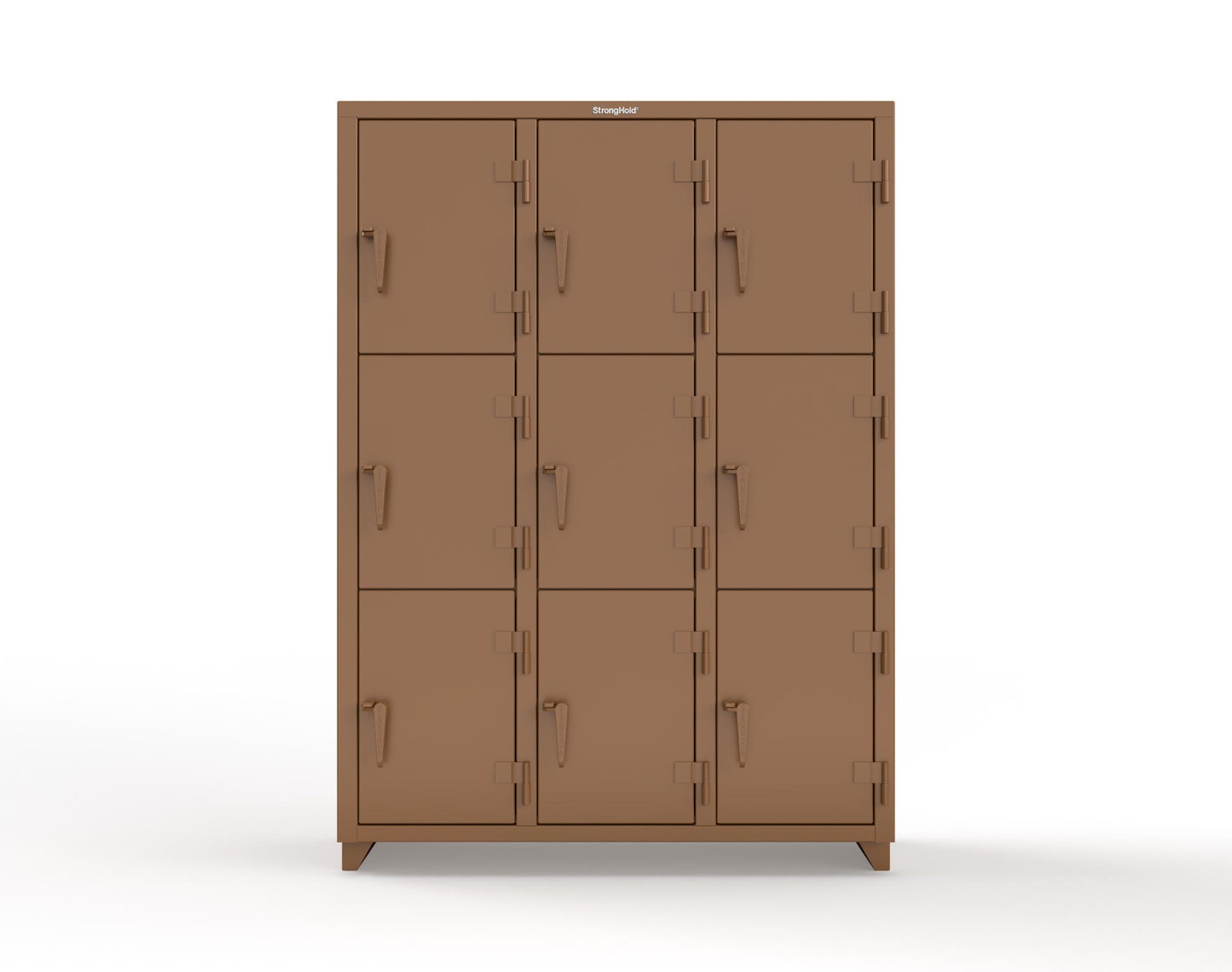 Extra Heavy Duty 14 GA Triple-Tier Locker, 9 Compartments - 54 in. W x 18 in. D x 75 in. H - 4.66-9D-18-3T-L-8008
