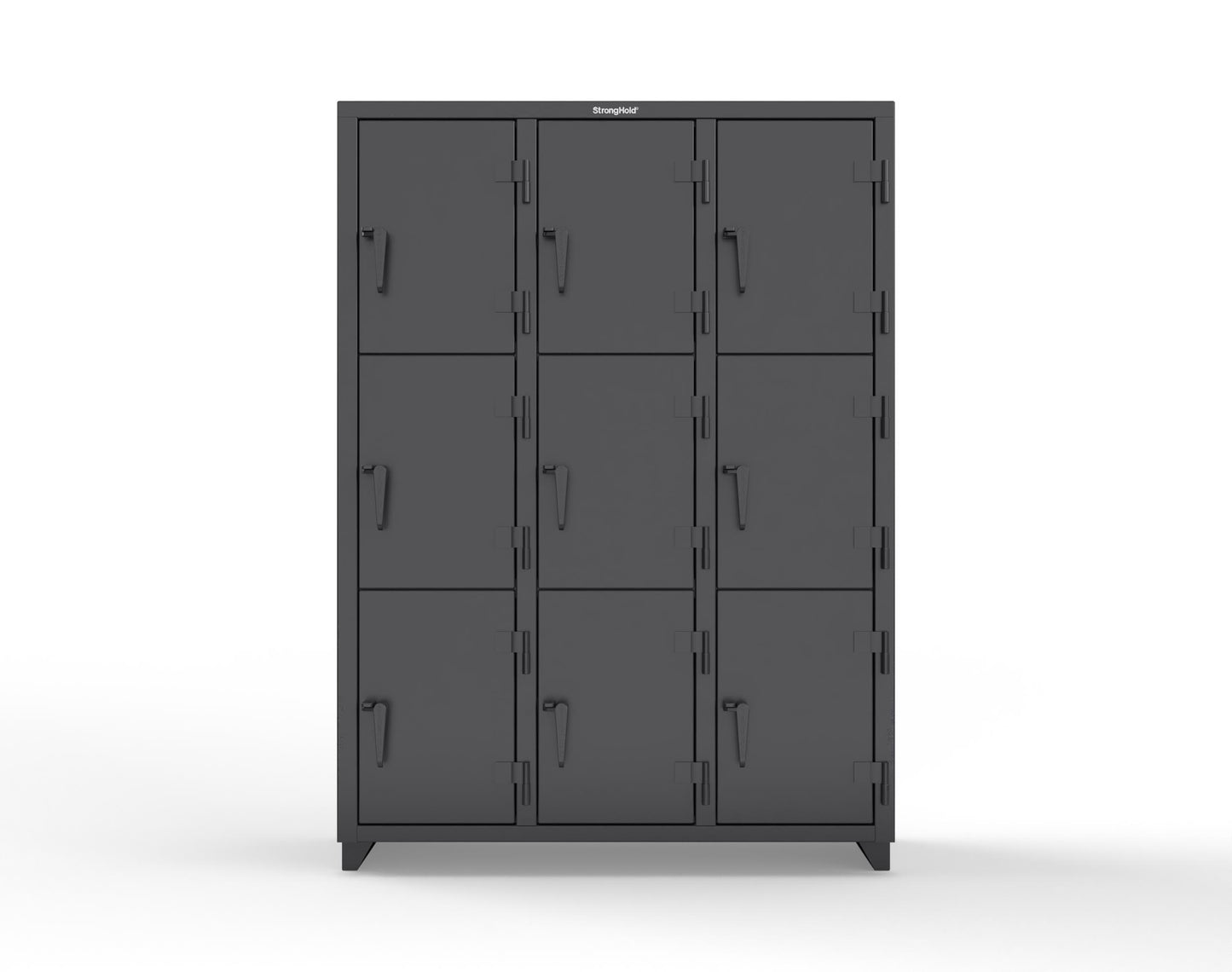 Extra Heavy Duty 14 GA Triple-Tier Locker, 9 Compartments - 54 in. W x 18 in. D x 75 in. H - 4.66-9D-18-3T-L-9005