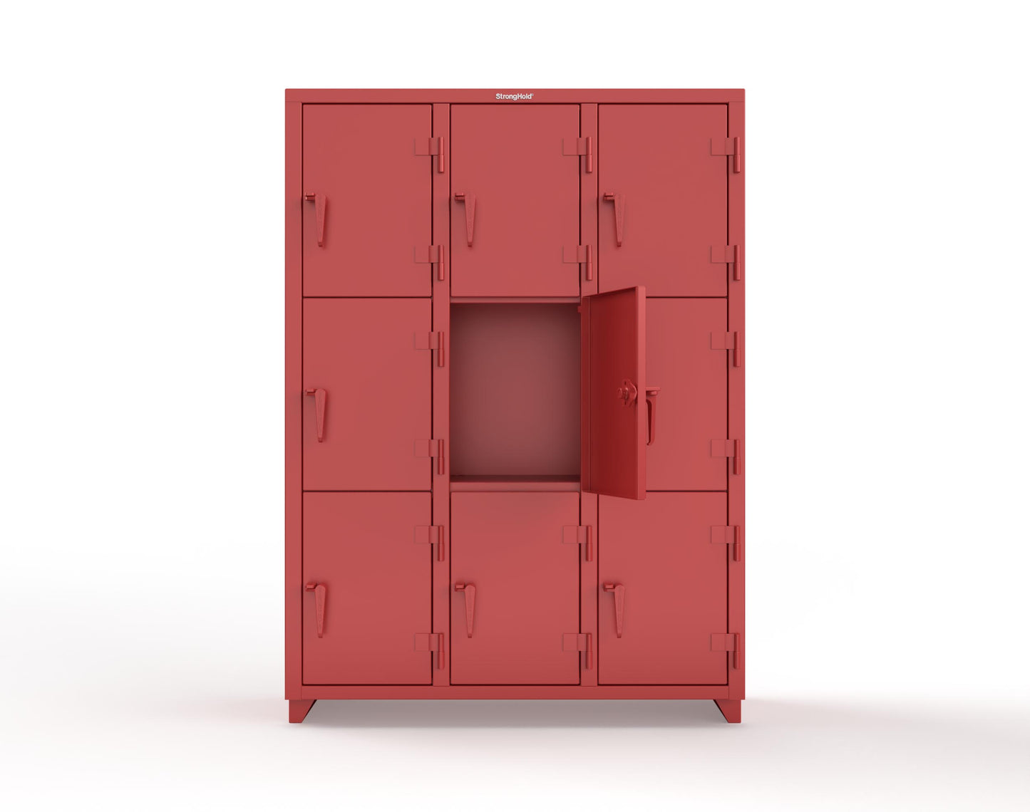Extra Heavy Duty 14 GA Triple-Tier Locker, 9 Compartments - 54 in. W x 18 in. D x 75 in. H - 4.66-9D-18-3T-L-3001