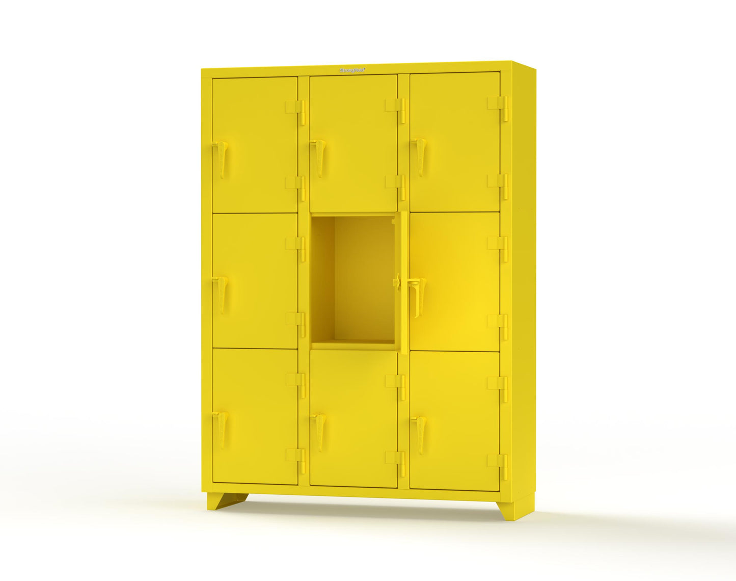 Extra Heavy Duty 14 GA Triple-Tier Locker, 9 Compartments - 54 in. W x 18 in. D x 75 in. H - 4.66-9D-18-3T-L-1021