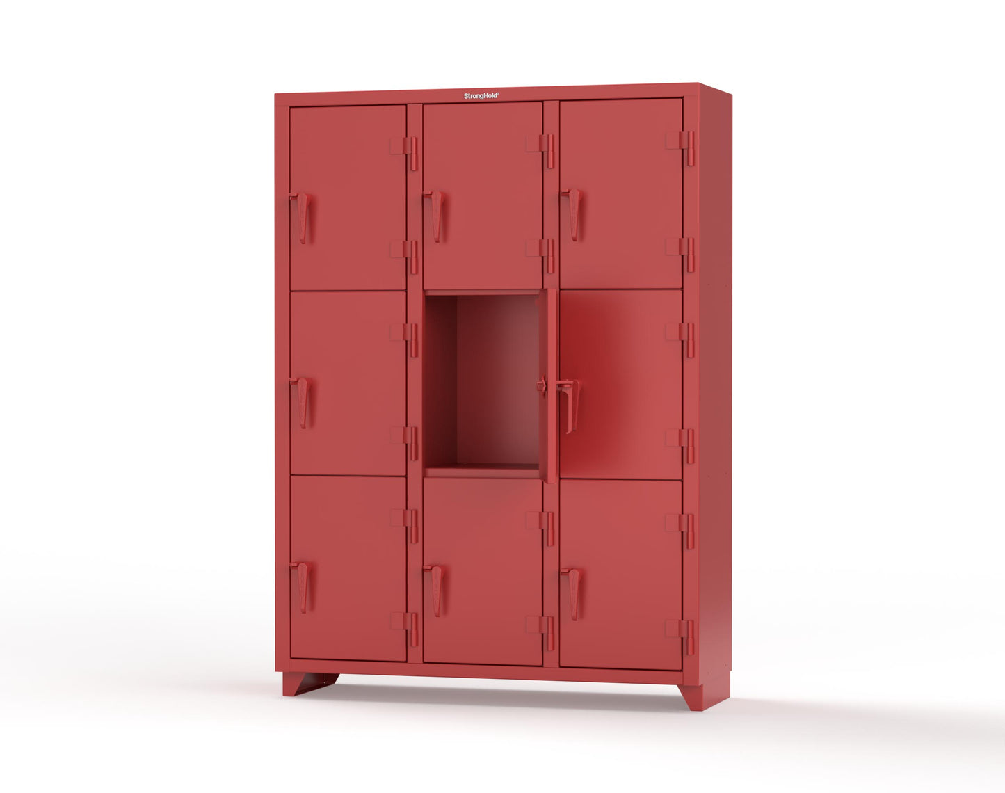 Extra Heavy Duty 14 GA Triple-Tier Locker, 9 Compartments - 54 in. W x 18 in. D x 75 in. H - 4.66-9D-18-3T-L-3001
