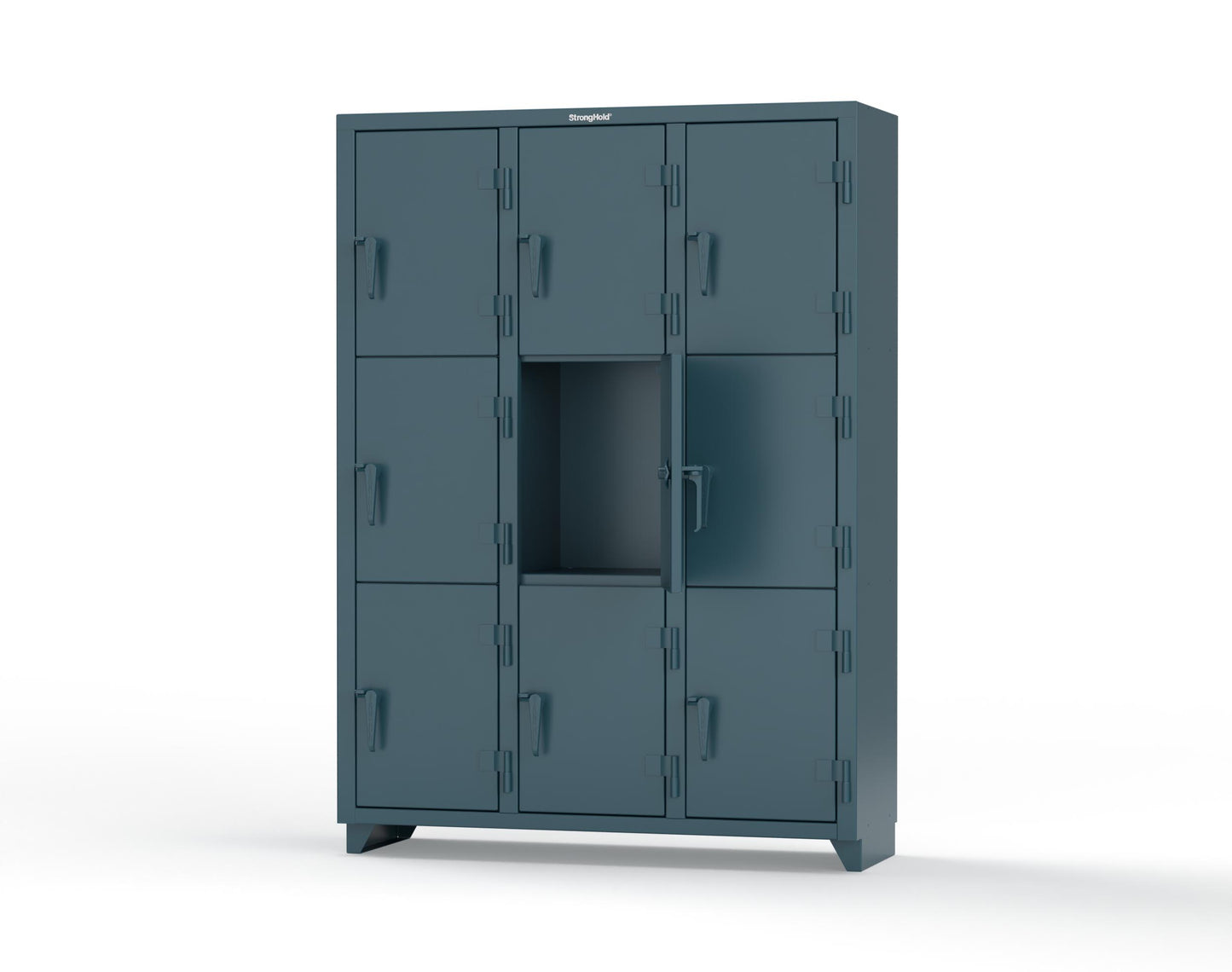 Extra Heavy Duty 14 GA Triple-Tier Locker, 9 Compartments - 54 in. W x 18 in. D x 75 in. H - 4.66-9D-18-3T-L-5001