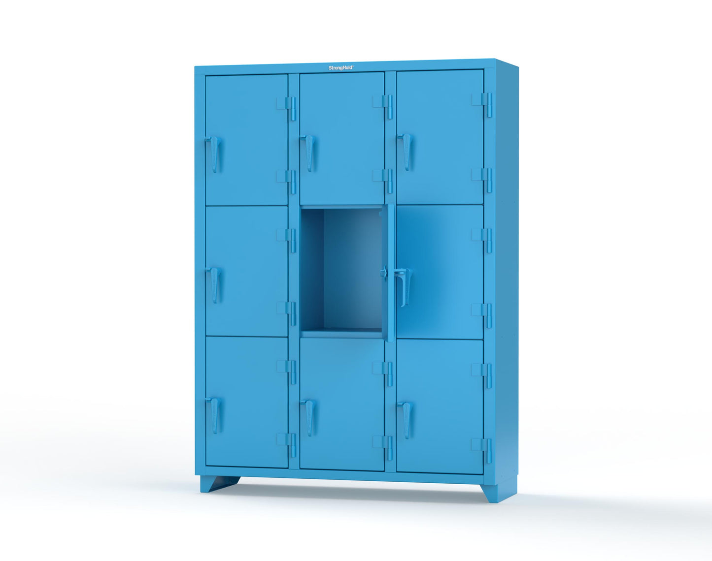 Extra Heavy Duty 14 GA Triple-Tier Locker, 9 Compartments - 54 in. W x 18 in. D x 75 in. H - 4.66-9D-18-3T-L-5012