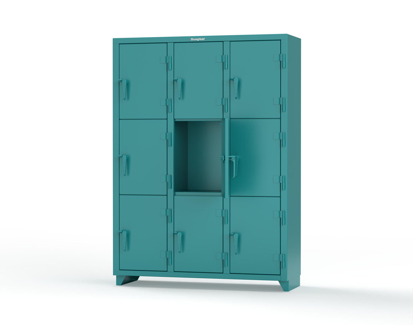 Extra Heavy Duty 14 GA Triple-Tier Locker, 9 Compartments - 54 in. W x 18 in. D x 75 in. H - 4.66-9D-18-3T-L-5021
