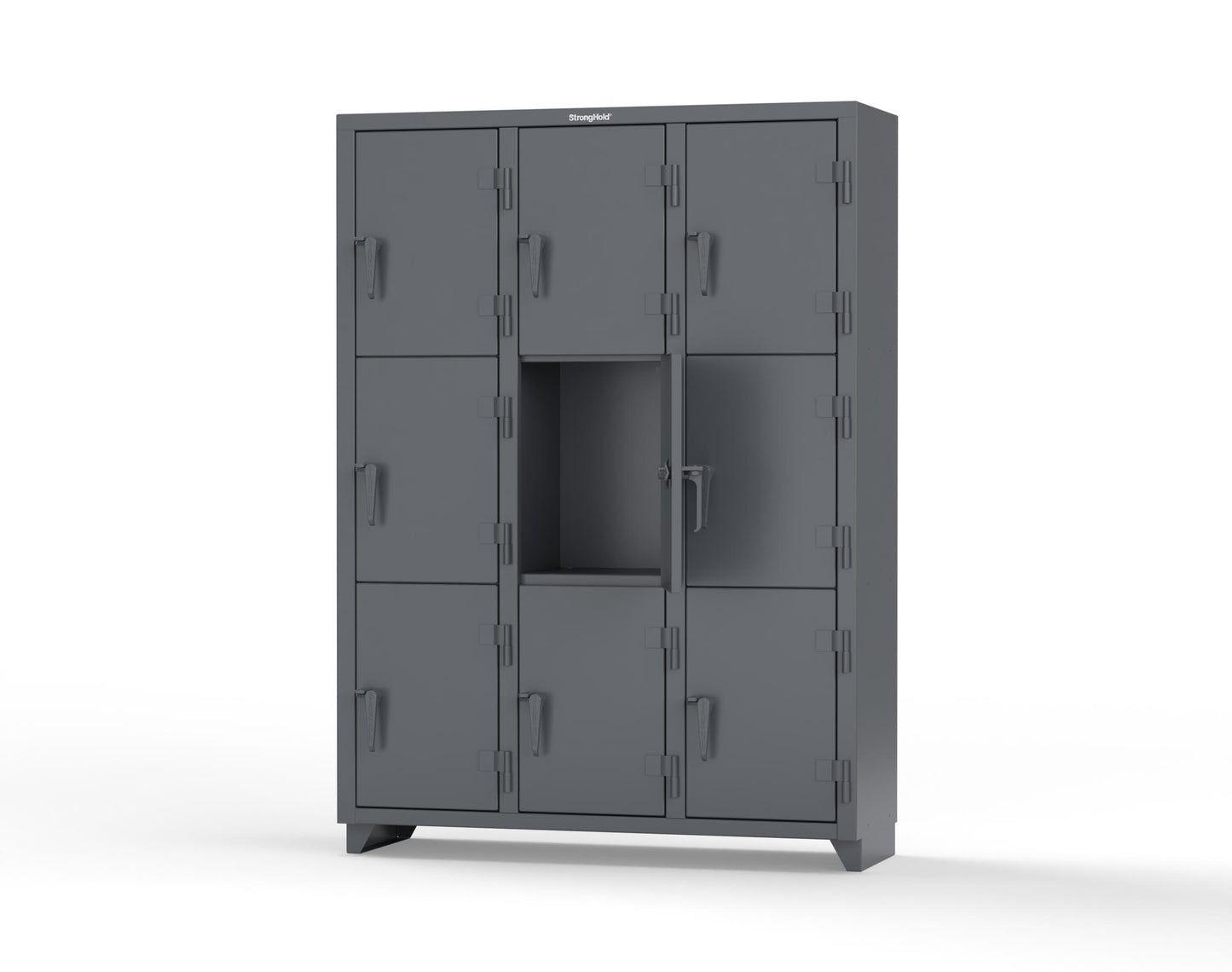 Extra Heavy Duty 14 GA Triple-Tier Locker, 9 Compartments - 54 in. W x 18 in. D x 75 in. H - 4.66-9D-18-3T-L-7024