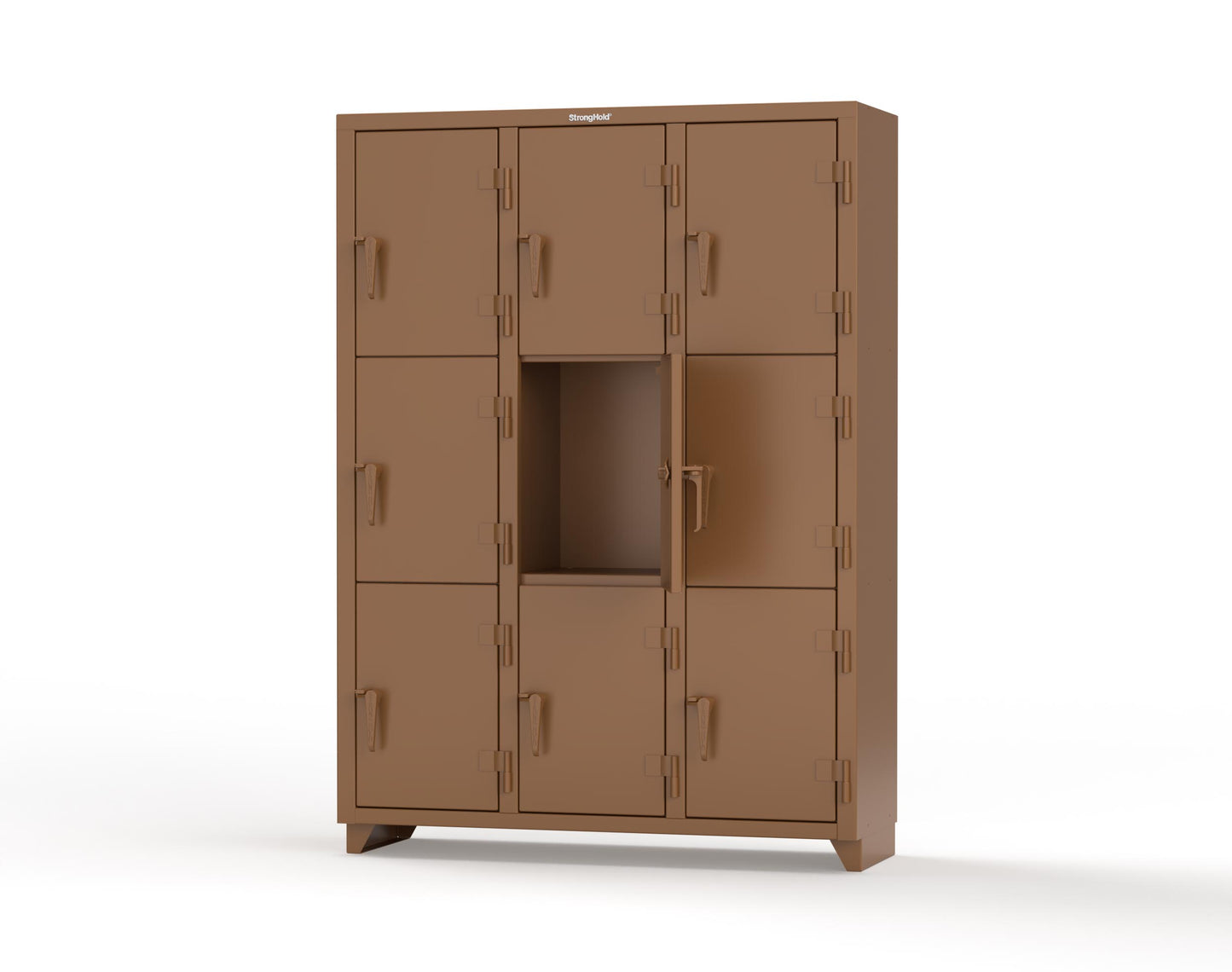 Extra Heavy Duty 14 GA Triple-Tier Locker, 9 Compartments - 54 in. W x 18 in. D x 75 in. H - 4.66-9D-18-3T-L-8008