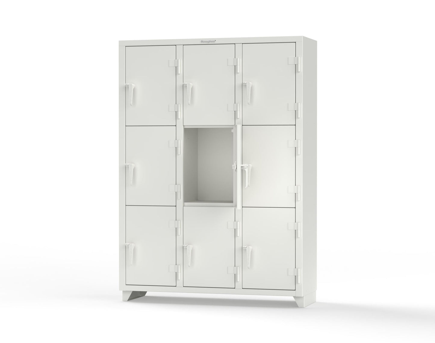 Extra Heavy Duty 14 GA Triple-Tier Locker, 9 Compartments - 54 in. W x 18 in. D x 75 in. H - 4.66-9D-18-3T-L-9003